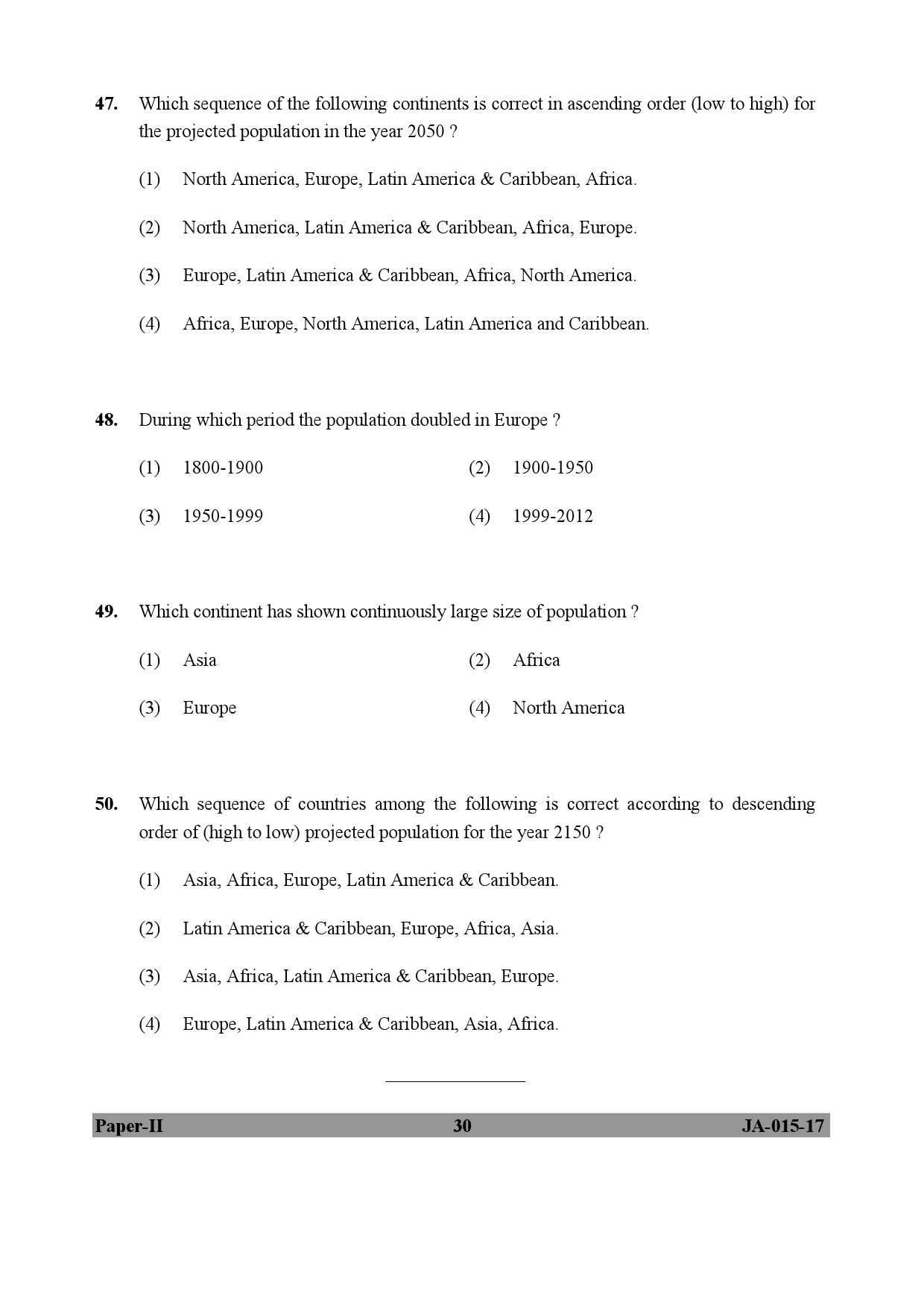 Population Studies Paper II January 2017 in English 16