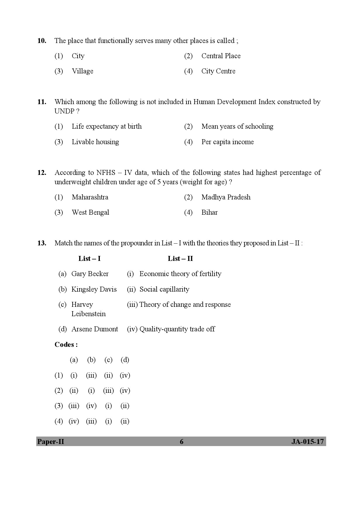 Population Studies Paper II January 2017 in English 4