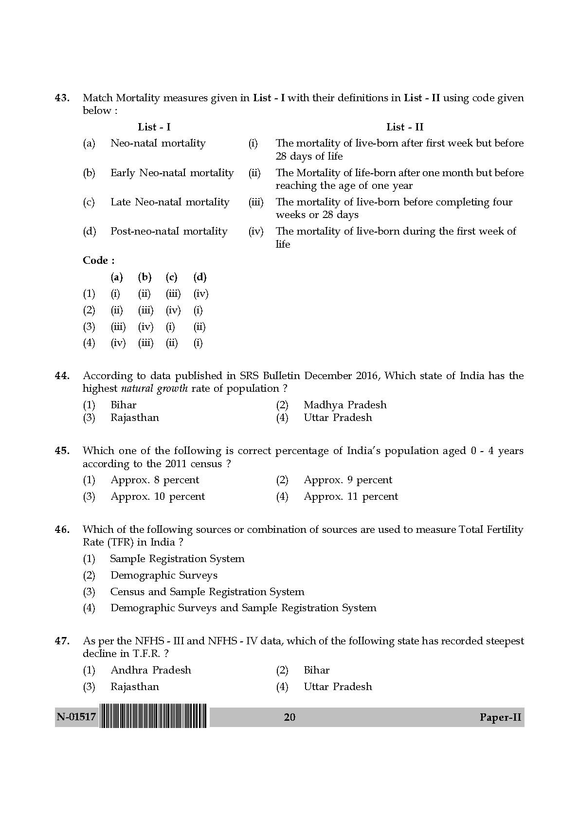 Population Studies Paper II November 2017 in English 11