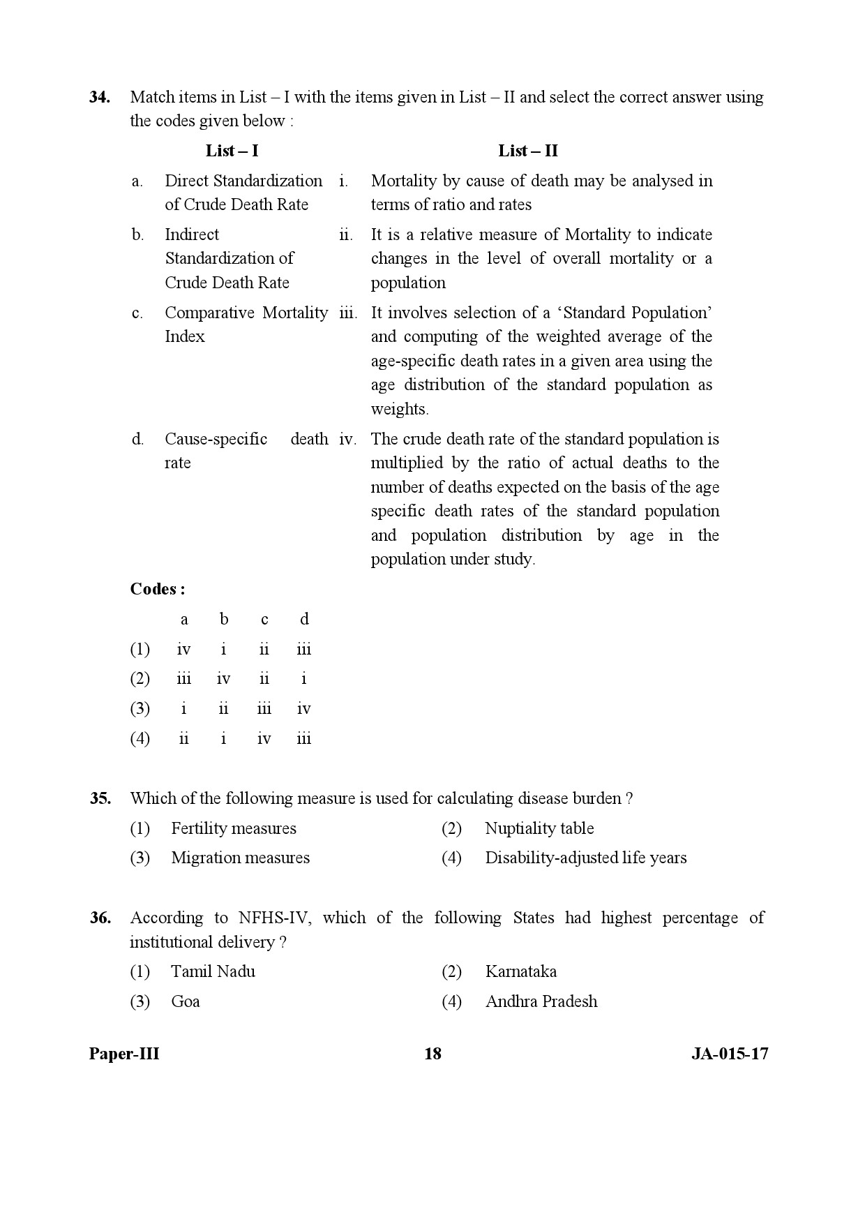 Population Studies Paper III January 2017 in English 10