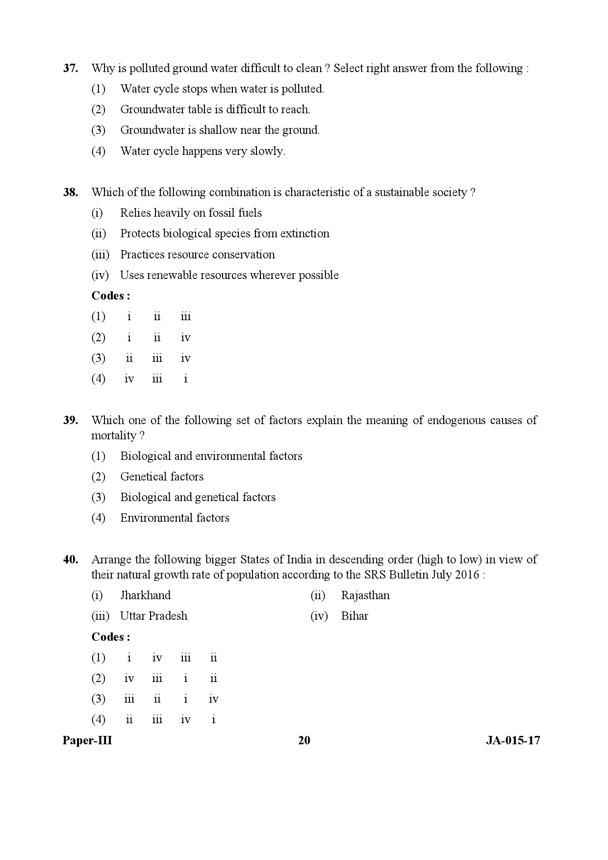 Population Studies Paper III January 2017 in English 11