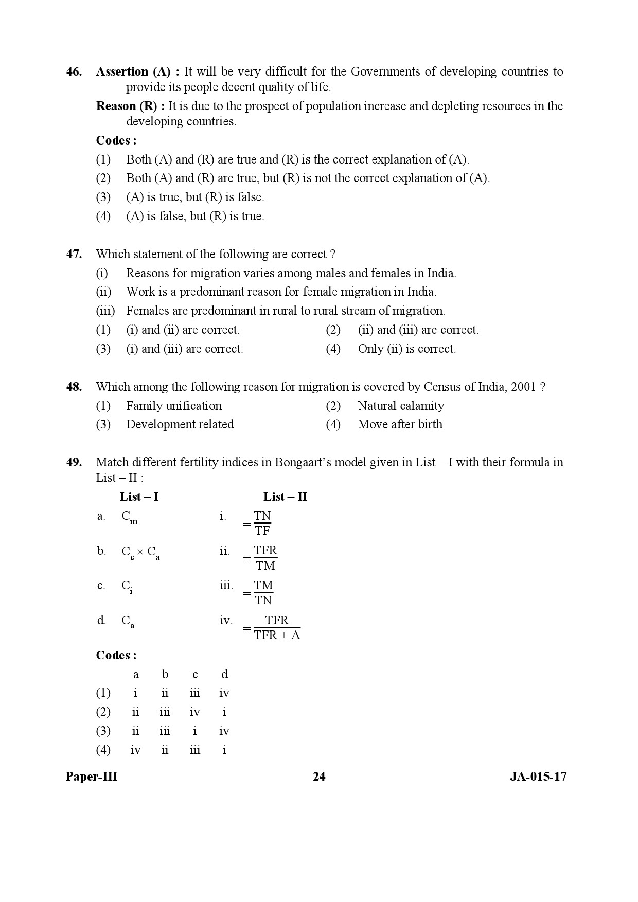 Population Studies Paper III January 2017 in English 13