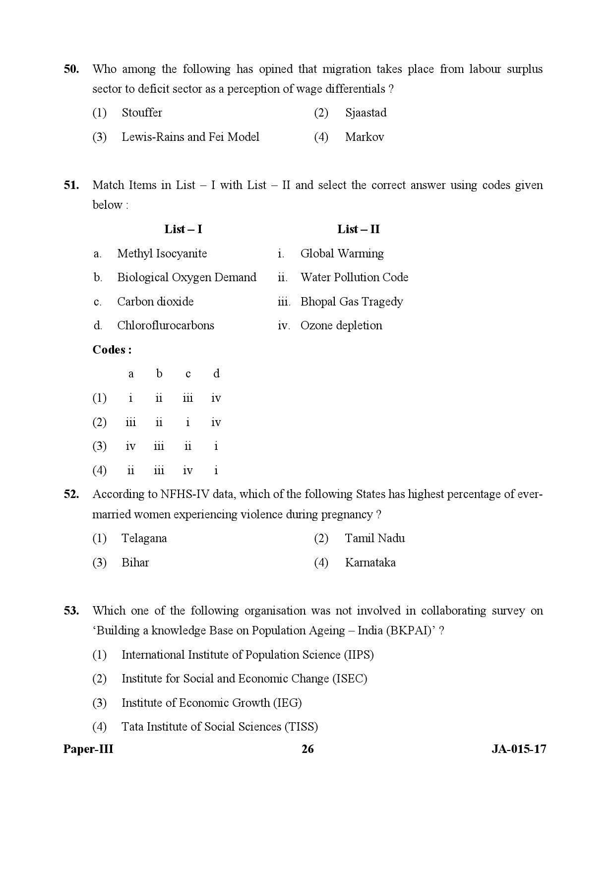 Population Studies Paper III January 2017 in English 14