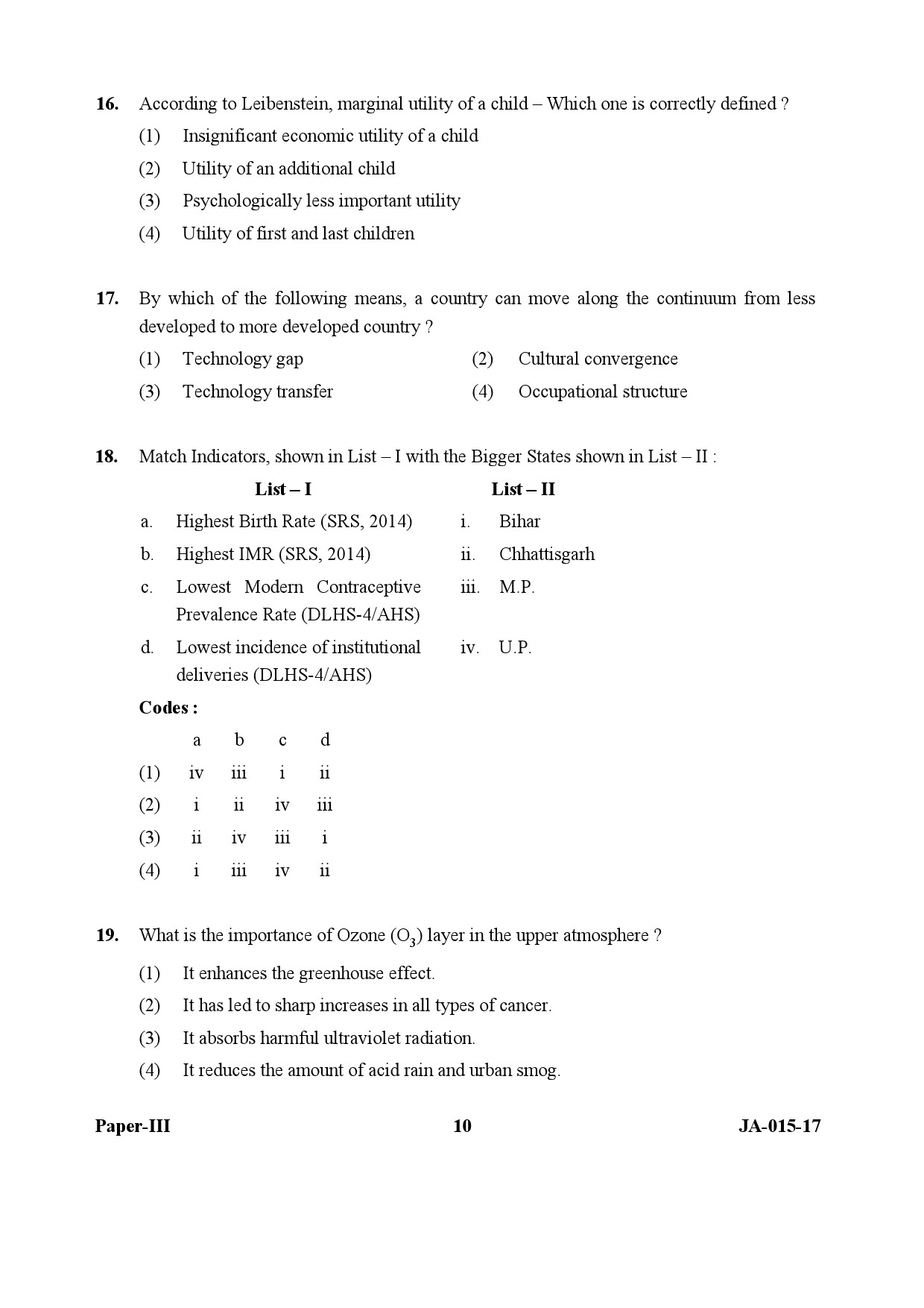 Population Studies Paper III January 2017 in English 6