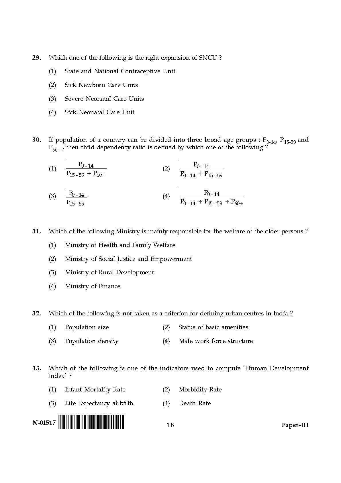 Population Studies Paper III November 2017 in English 10