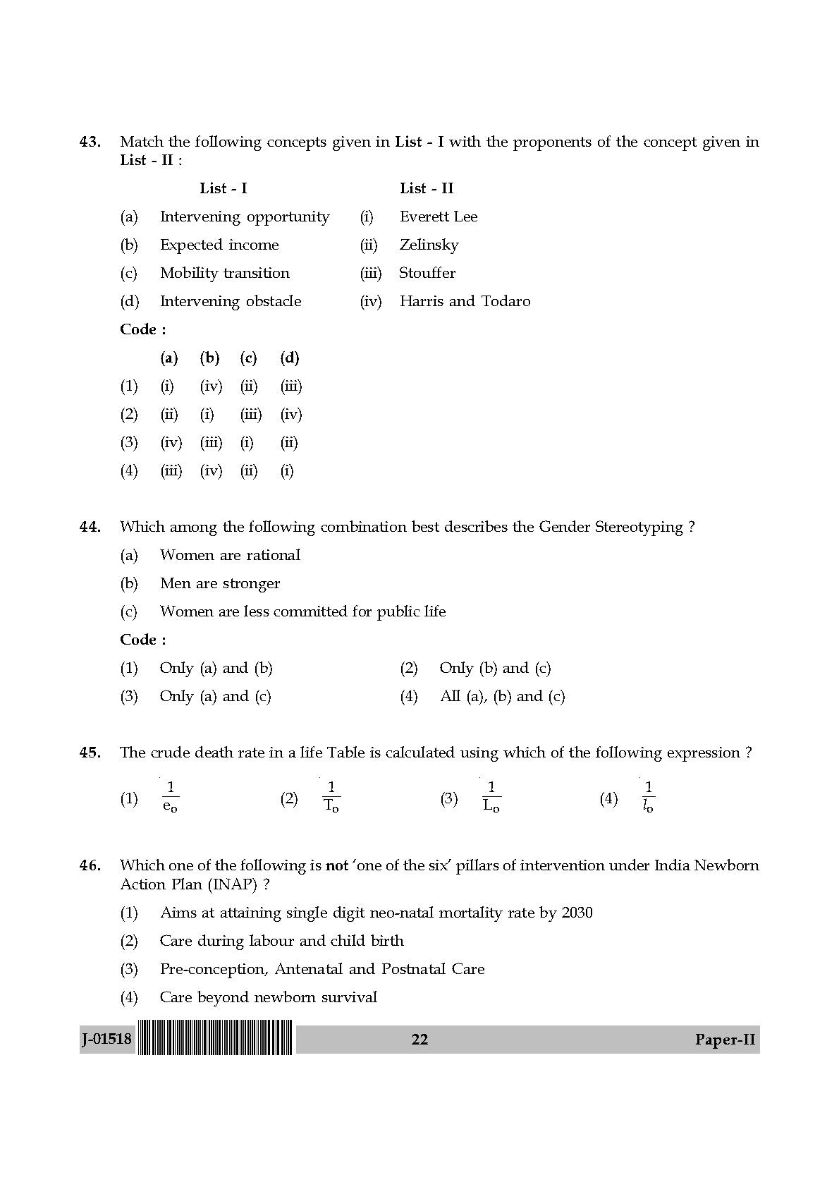 Population Studies Question Paper II July 2018 in English 12