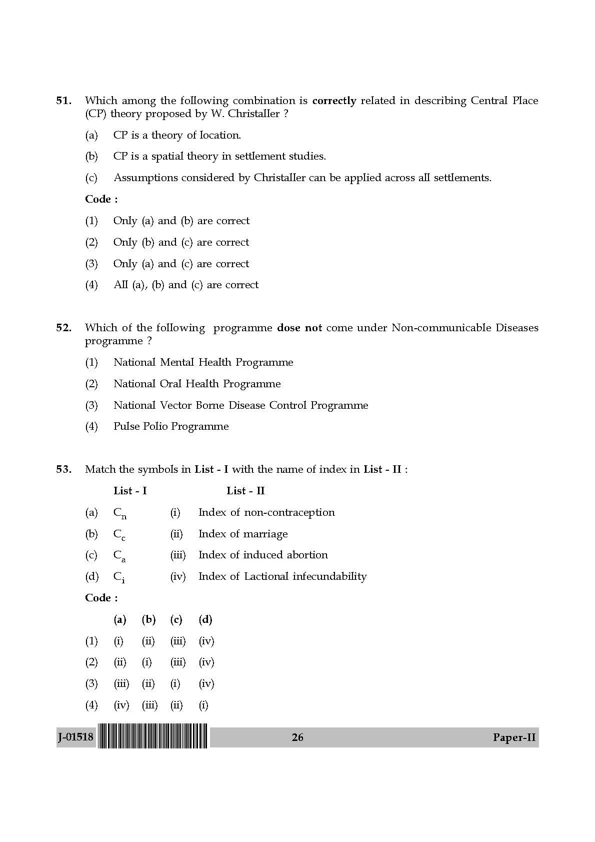 Population Studies Question Paper II July 2018 in English 14