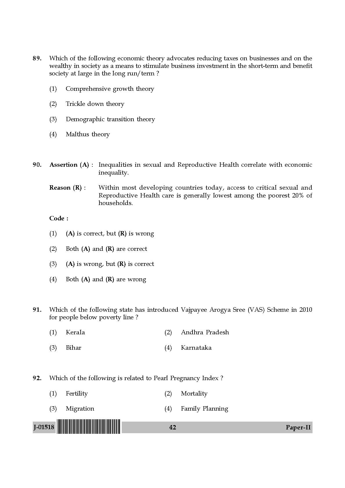 Population Studies Question Paper II July 2018 in English 22