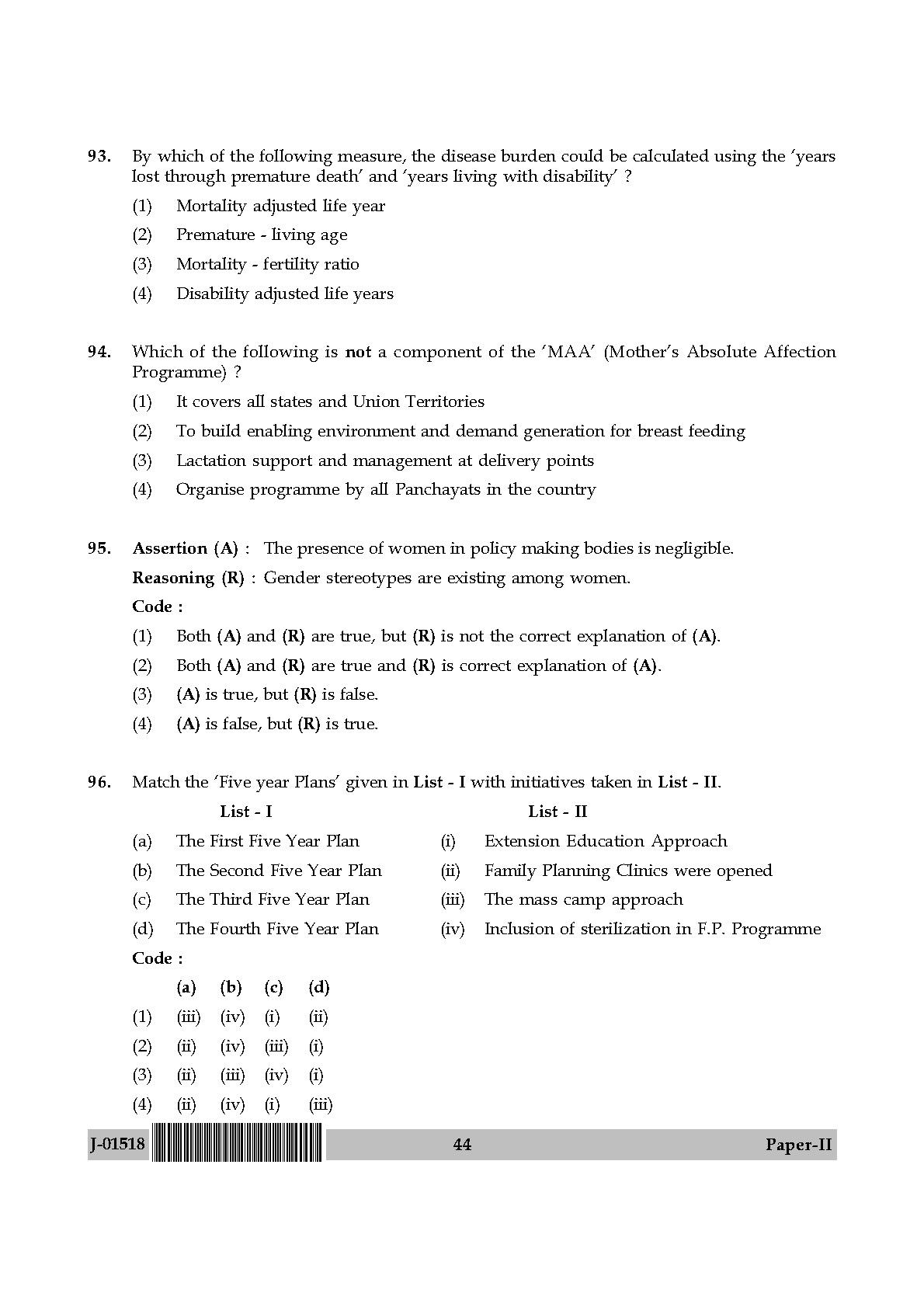 Population Studies Question Paper II July 2018 in English 23