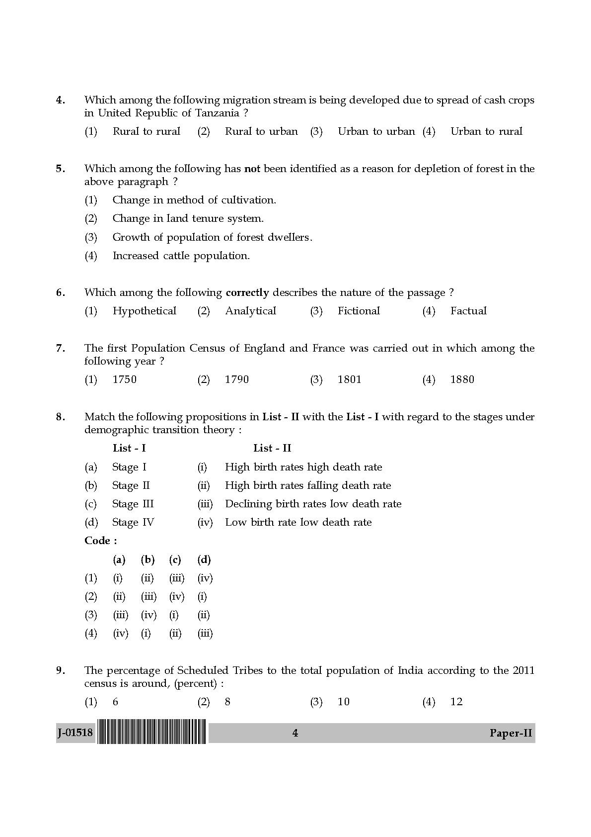 Population Studies Question Paper II July 2018 in English 3