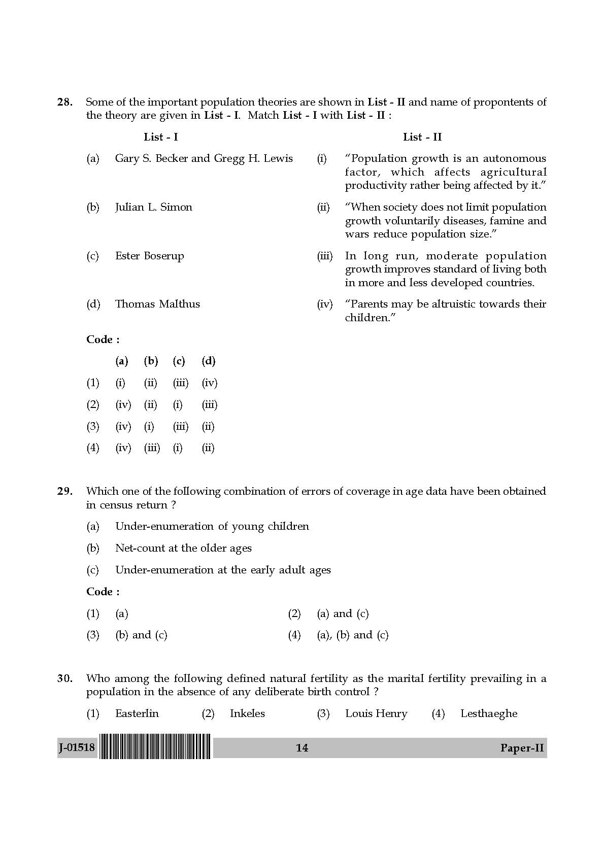 Population Studies Question Paper II July 2018 in English 8