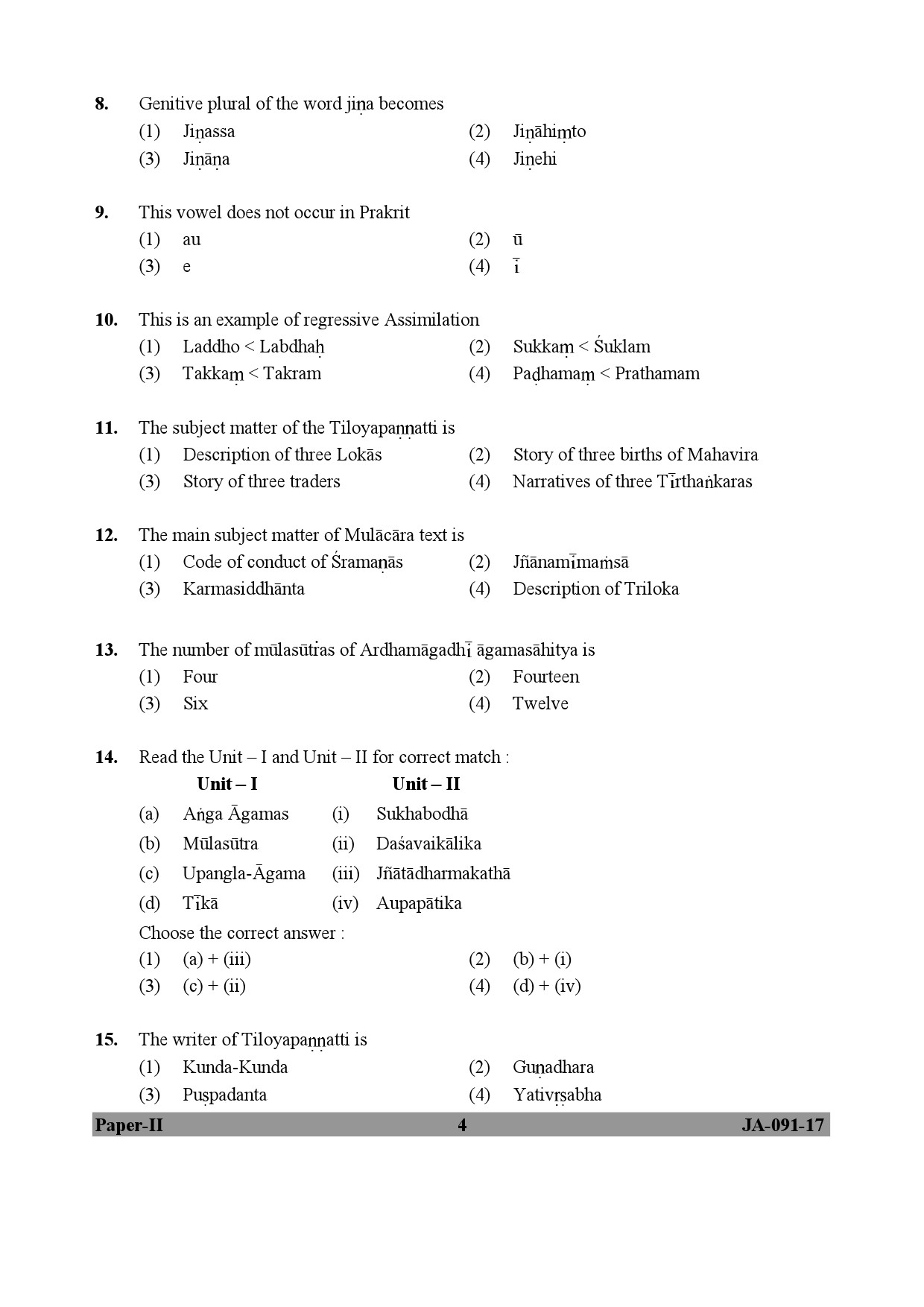 Prakrit Paper II January 2017 in English 3