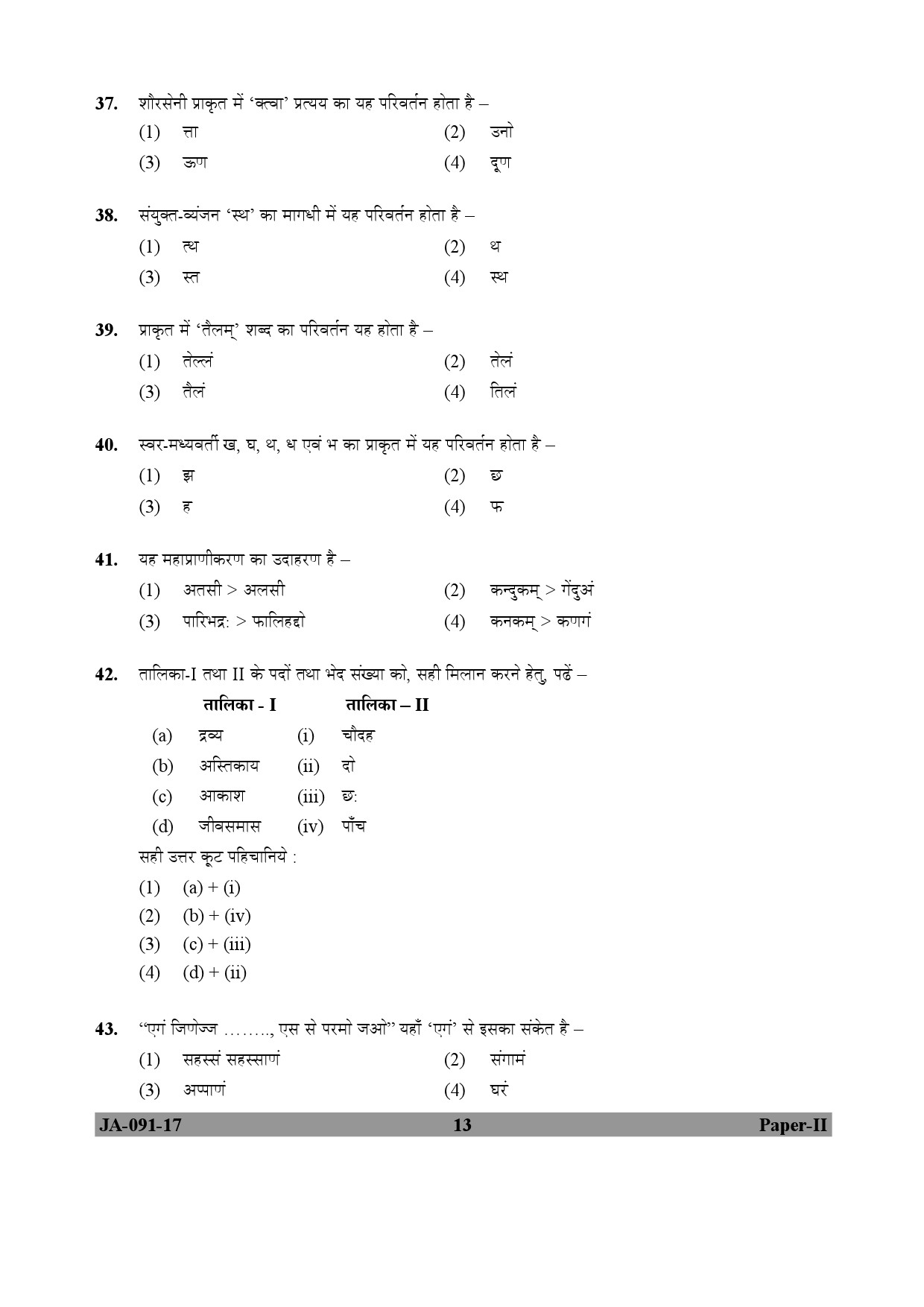 Prakrit Paper II January 2017 in Hindi 6