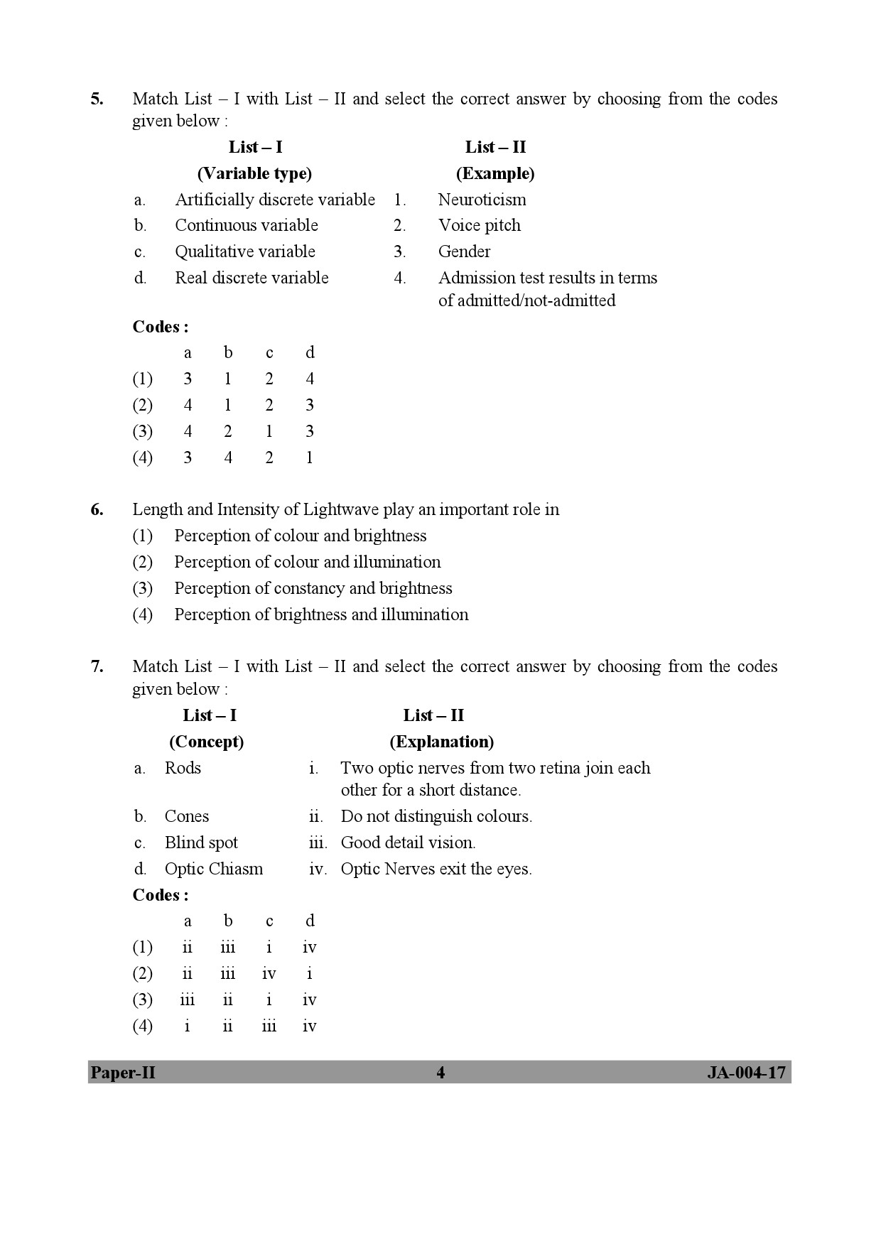 Psychology Paper II January 2017 in English 3