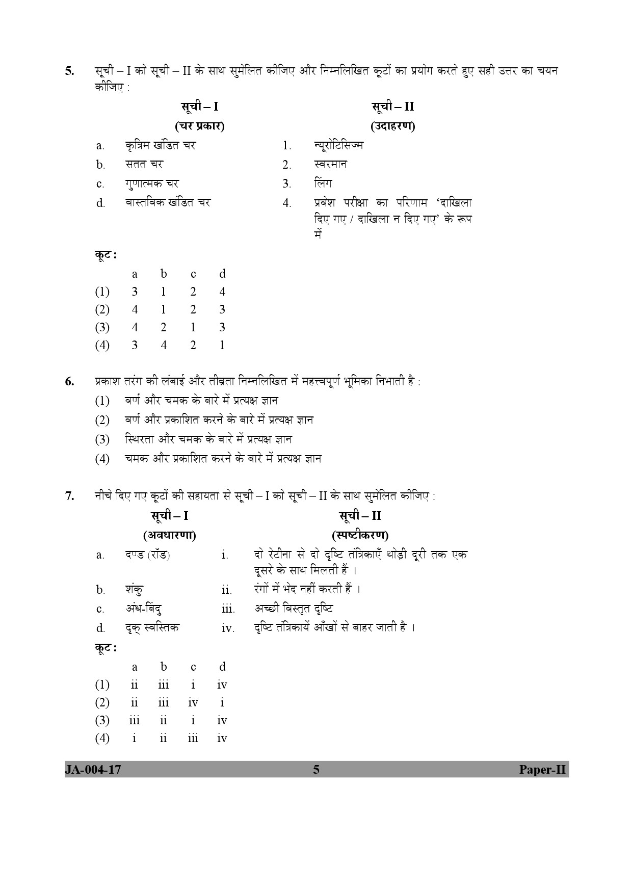 Psychology Paper II January 2017 in Hindi 2