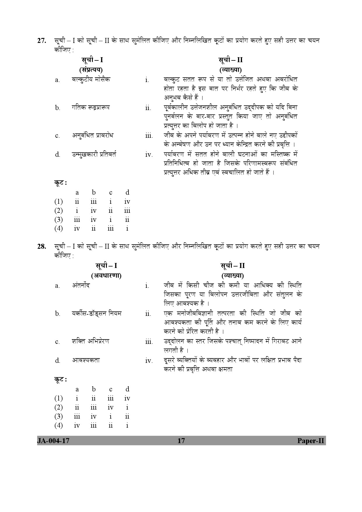 Psychology Paper II January 2017 in Hindi 8