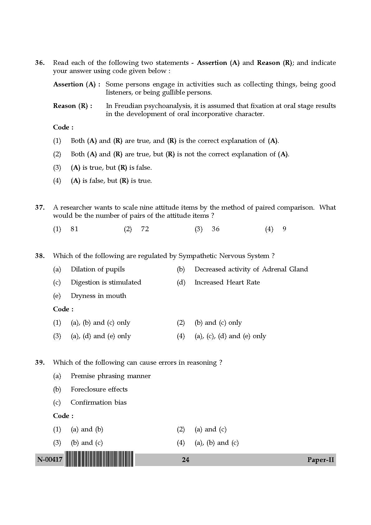 Psychology Paper II November 2017 in English 13