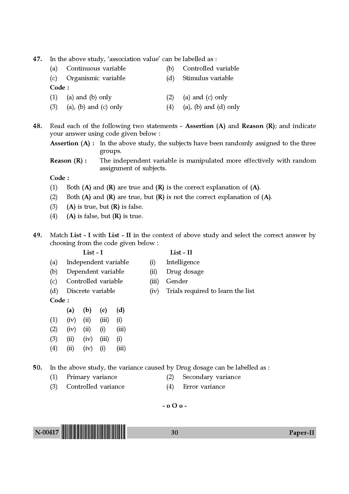 Psychology Paper II November 2017 in English 16