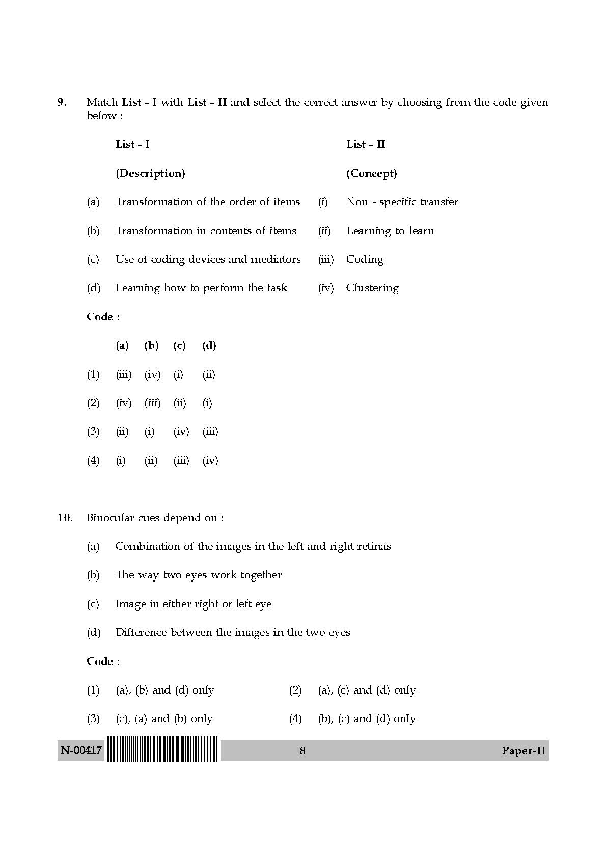 Psychology Paper II November 2017 in English 5