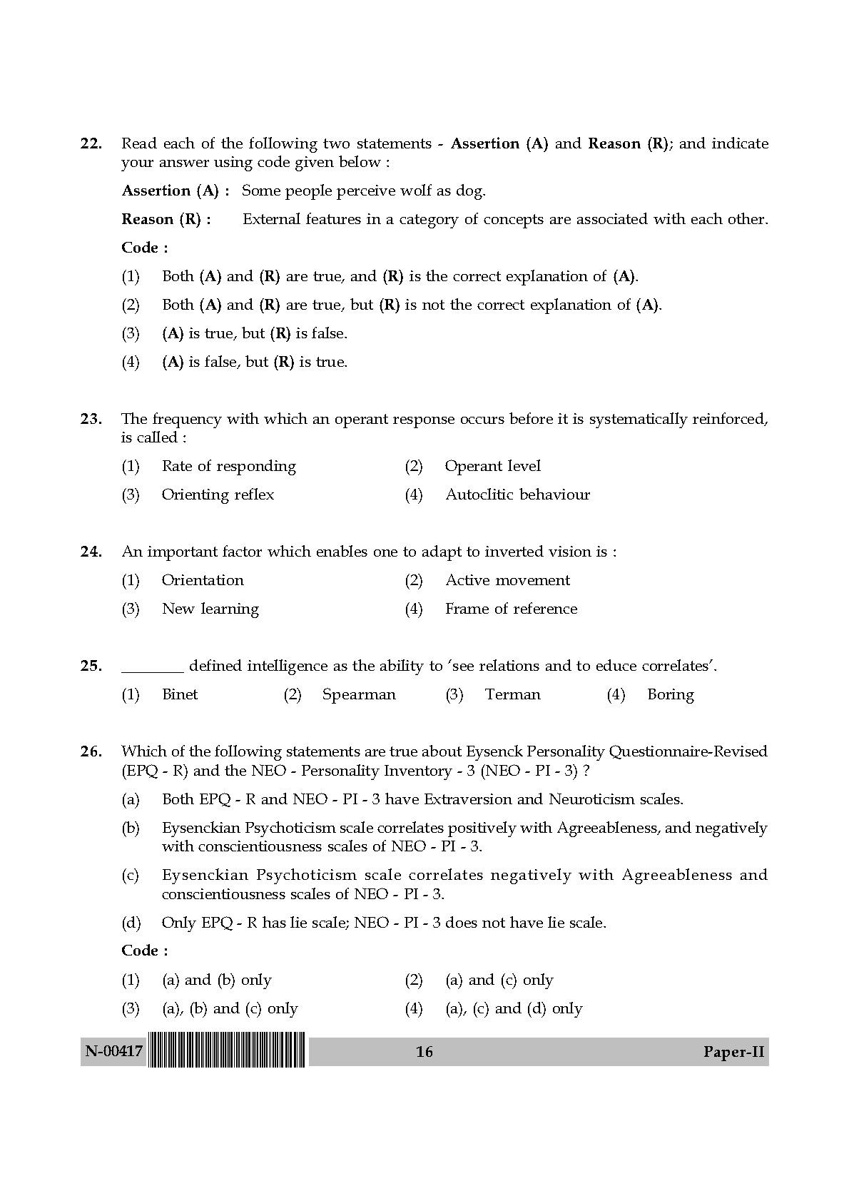 Psychology Paper II November 2017 in English 9