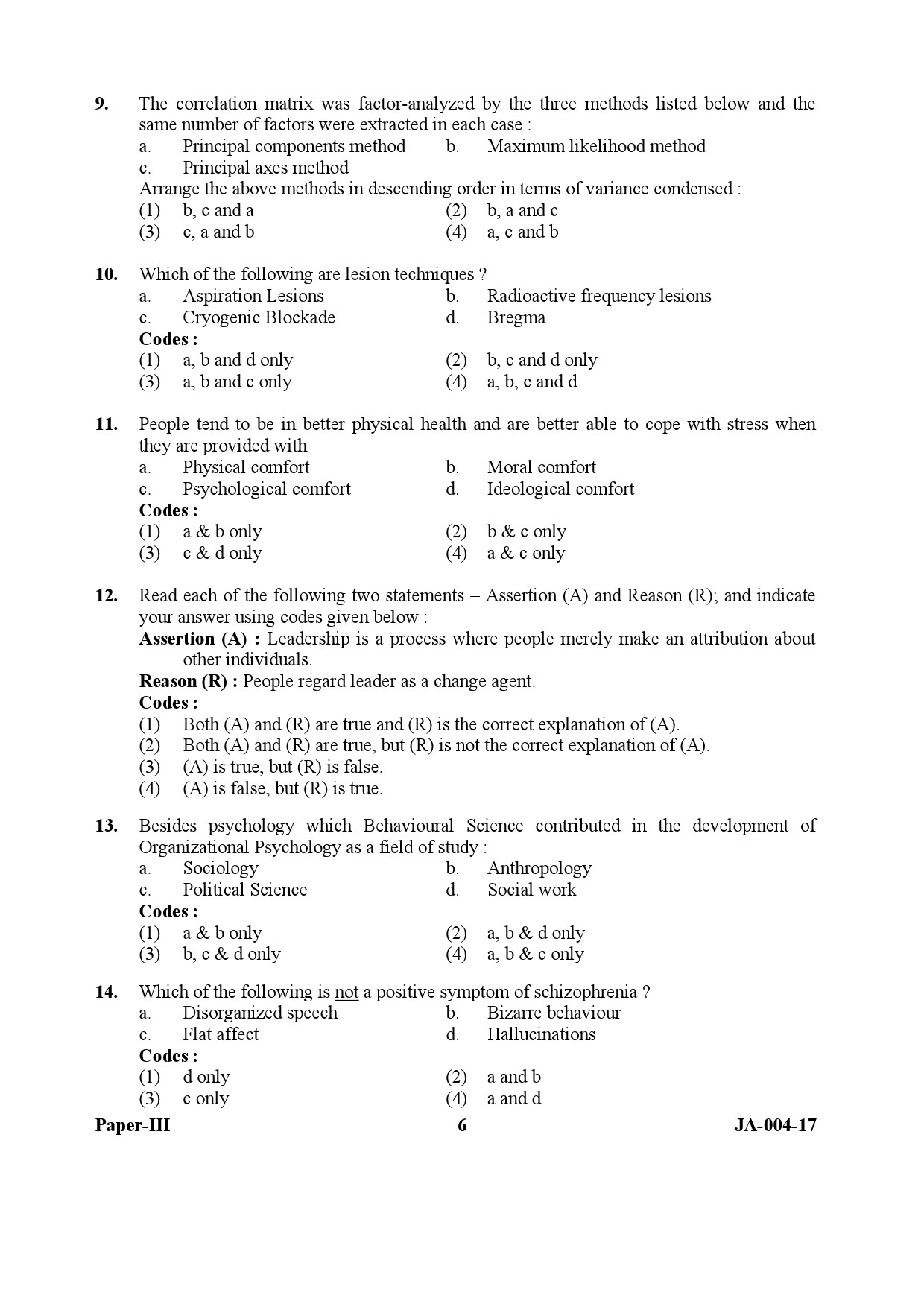 Psychology Paper III January 2017 in English 4