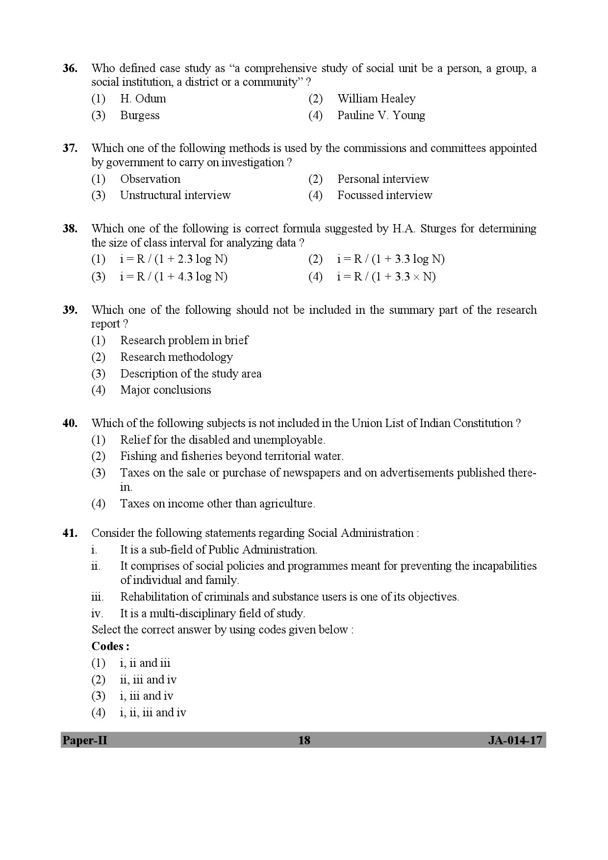 Public Administration Paper II January 2017 in English 10