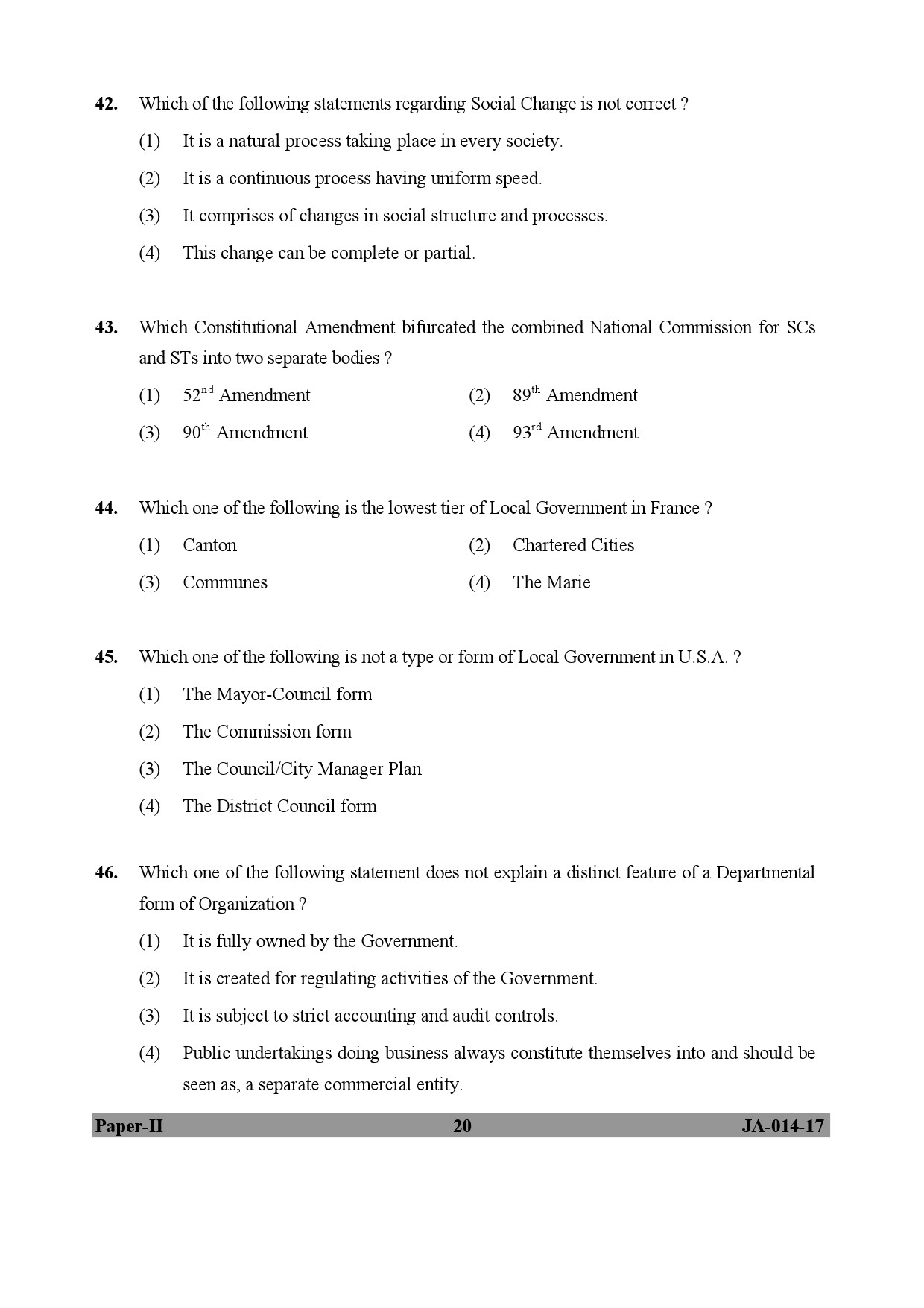 Public Administration Paper II January 2017 in English 11