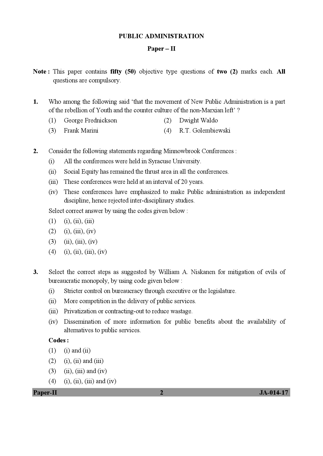 Public Administration Paper II January 2017 in English 2