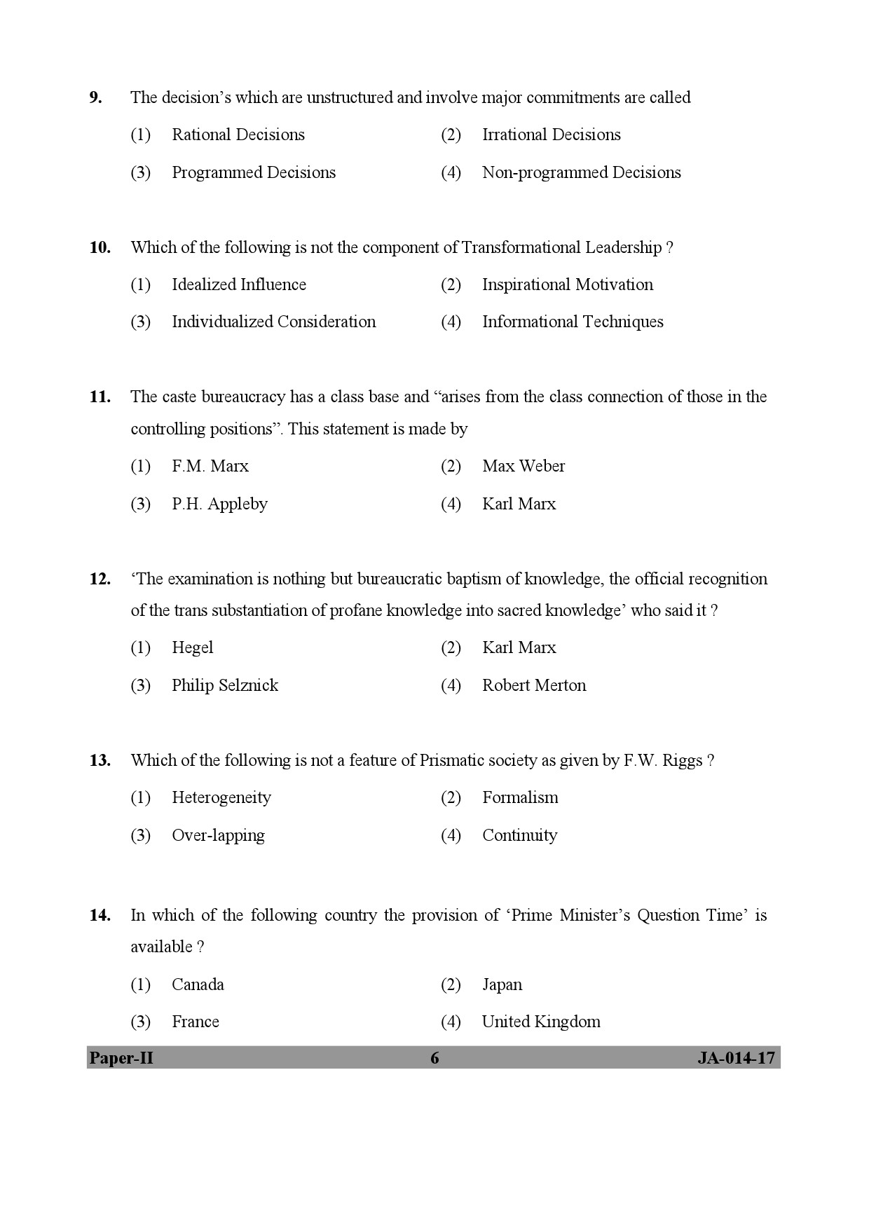 Public Administration Paper II January 2017 in English 4