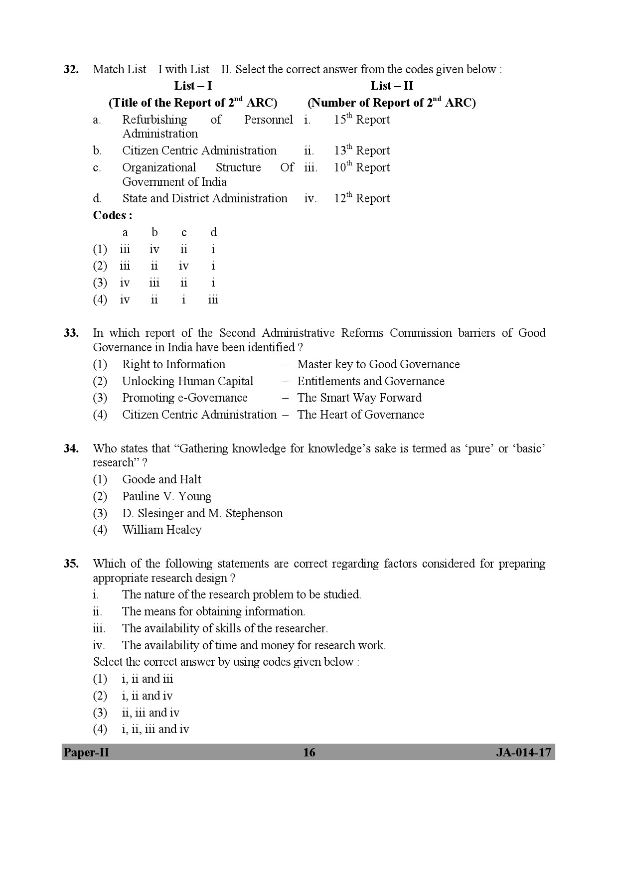 Public Administration Paper II January 2017 in English 9