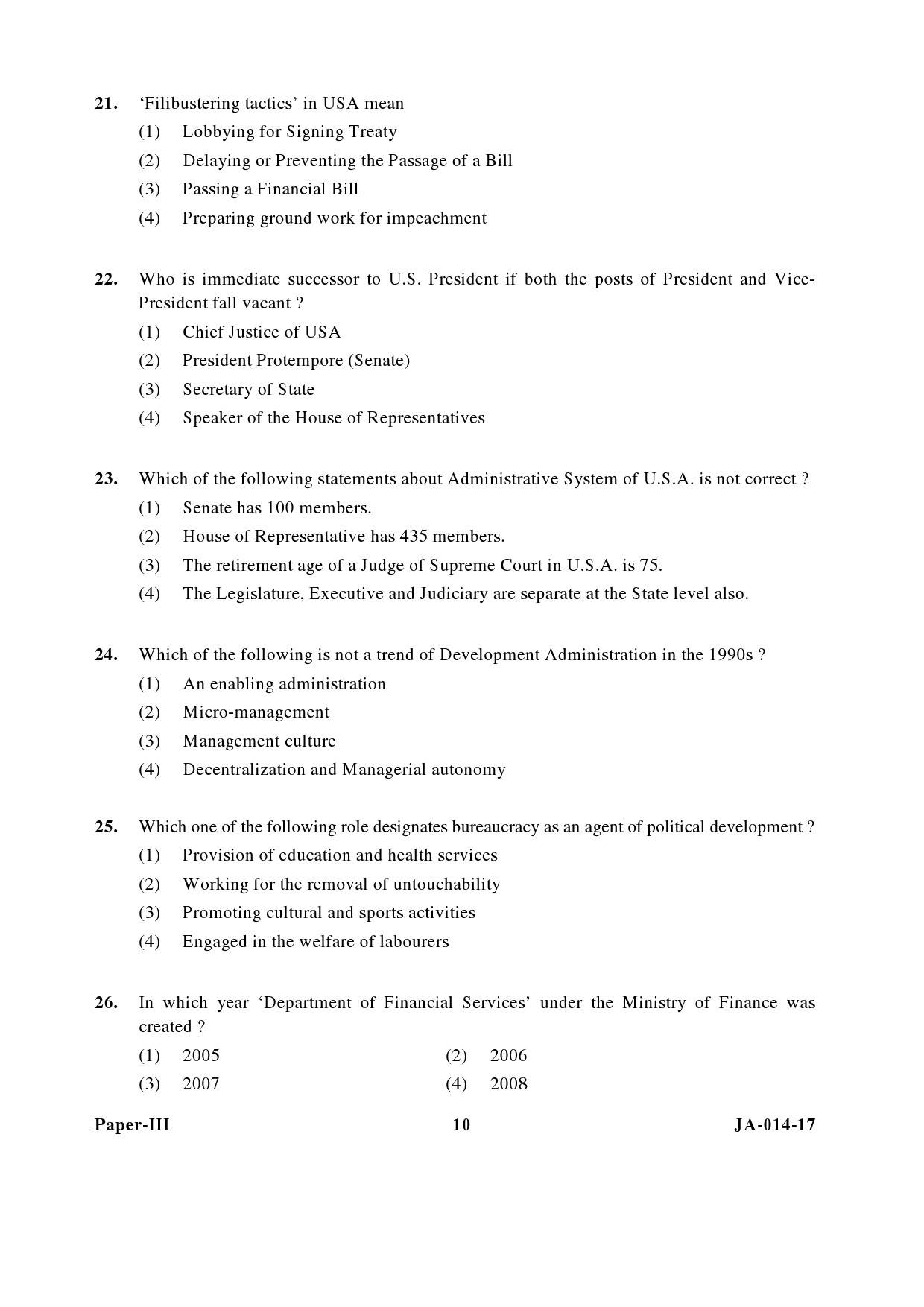 Public Administration Paper III January 2017 in English 6