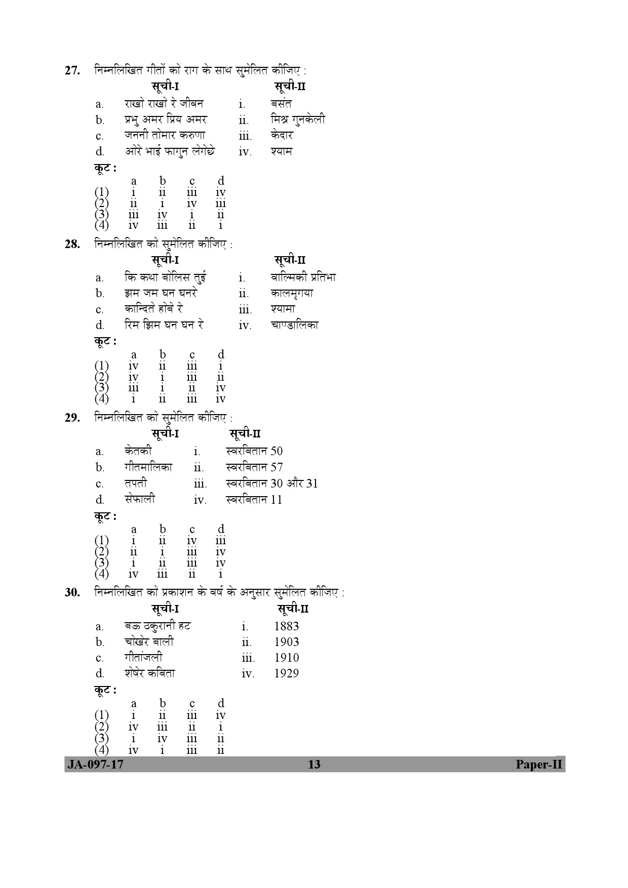 Rabindra Sangeet Paper II January 2017 in Hindi 6