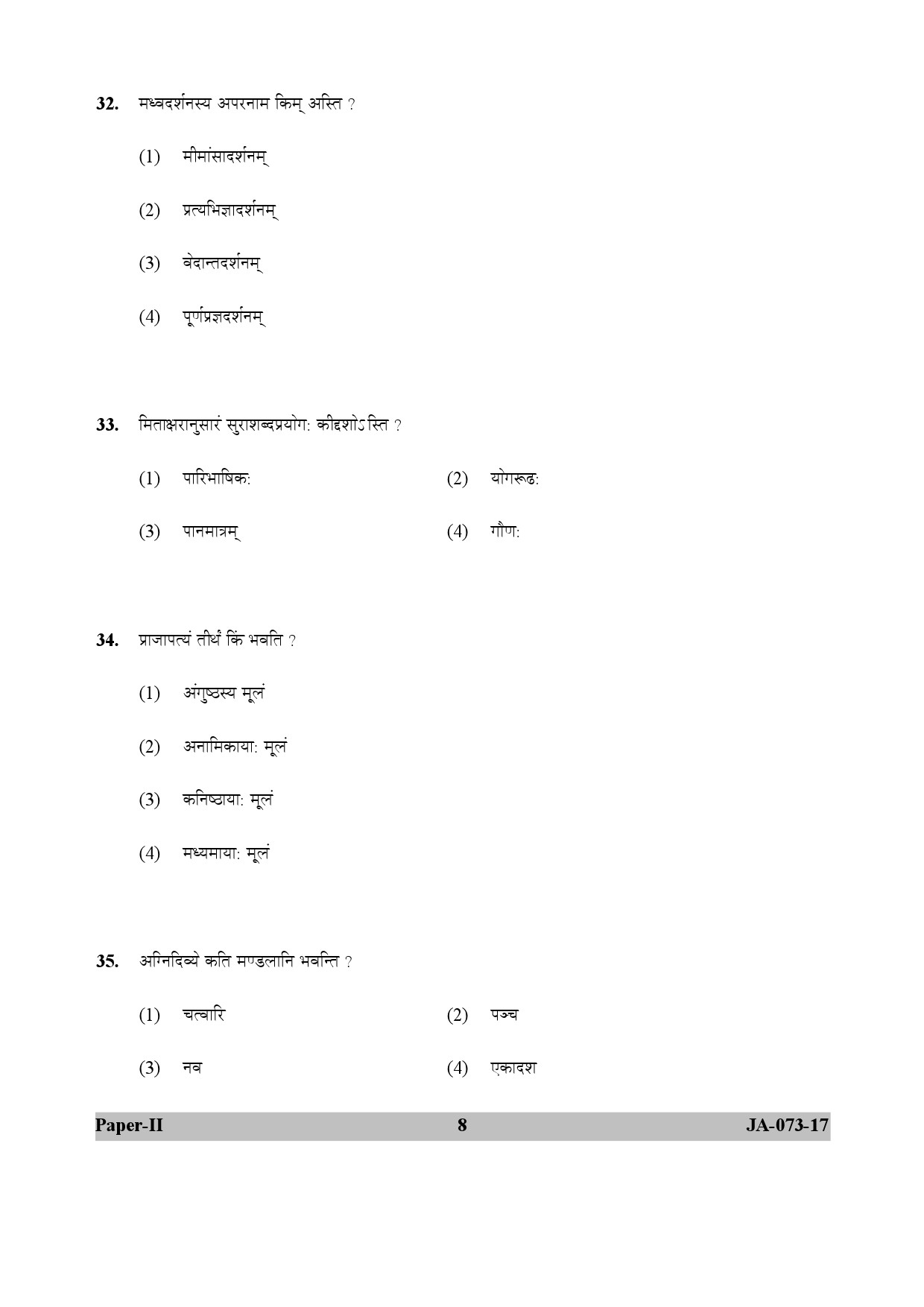 Sanskrit Traditional Subjects Question Paper II January 2017 8