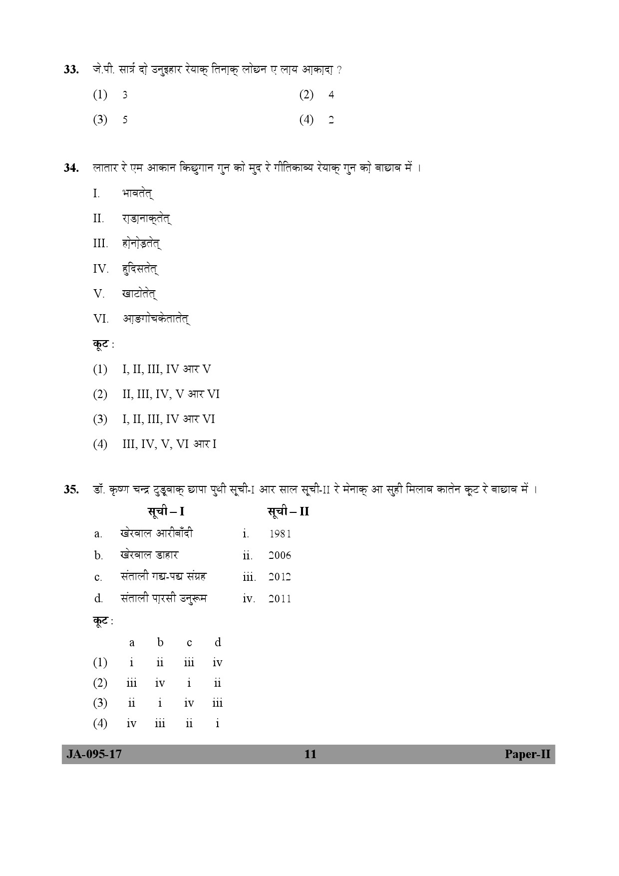 Santali Question Paper II January 2017 11