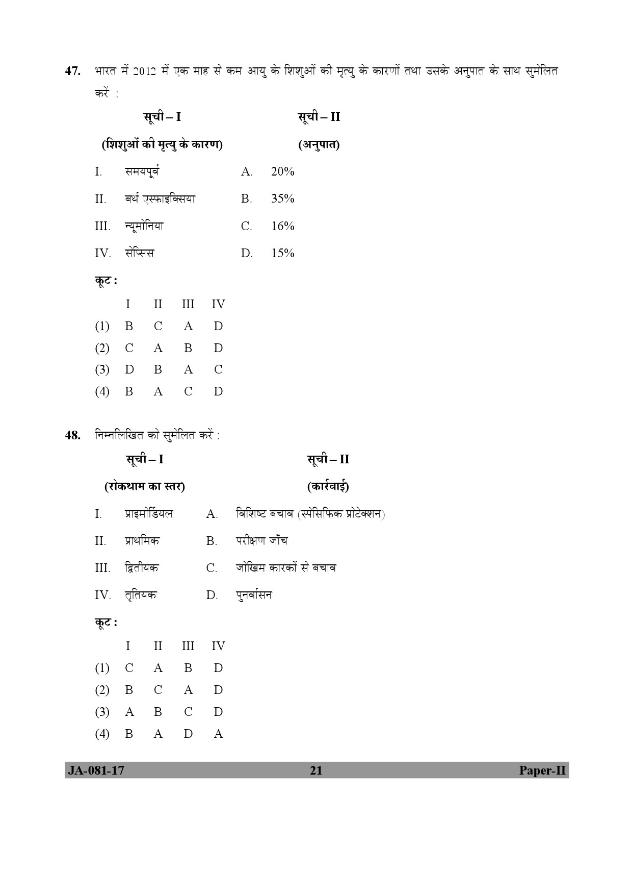 Social Medicine And Community Health Paper II January 2017 in Hindi 10