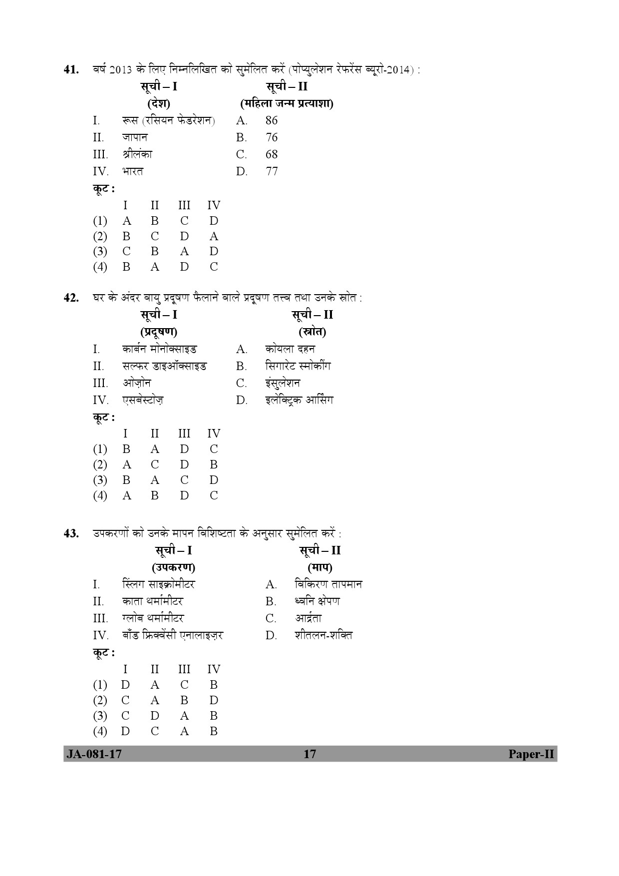 Social Medicine And Community Health Paper II January 2017 in Hindi 8