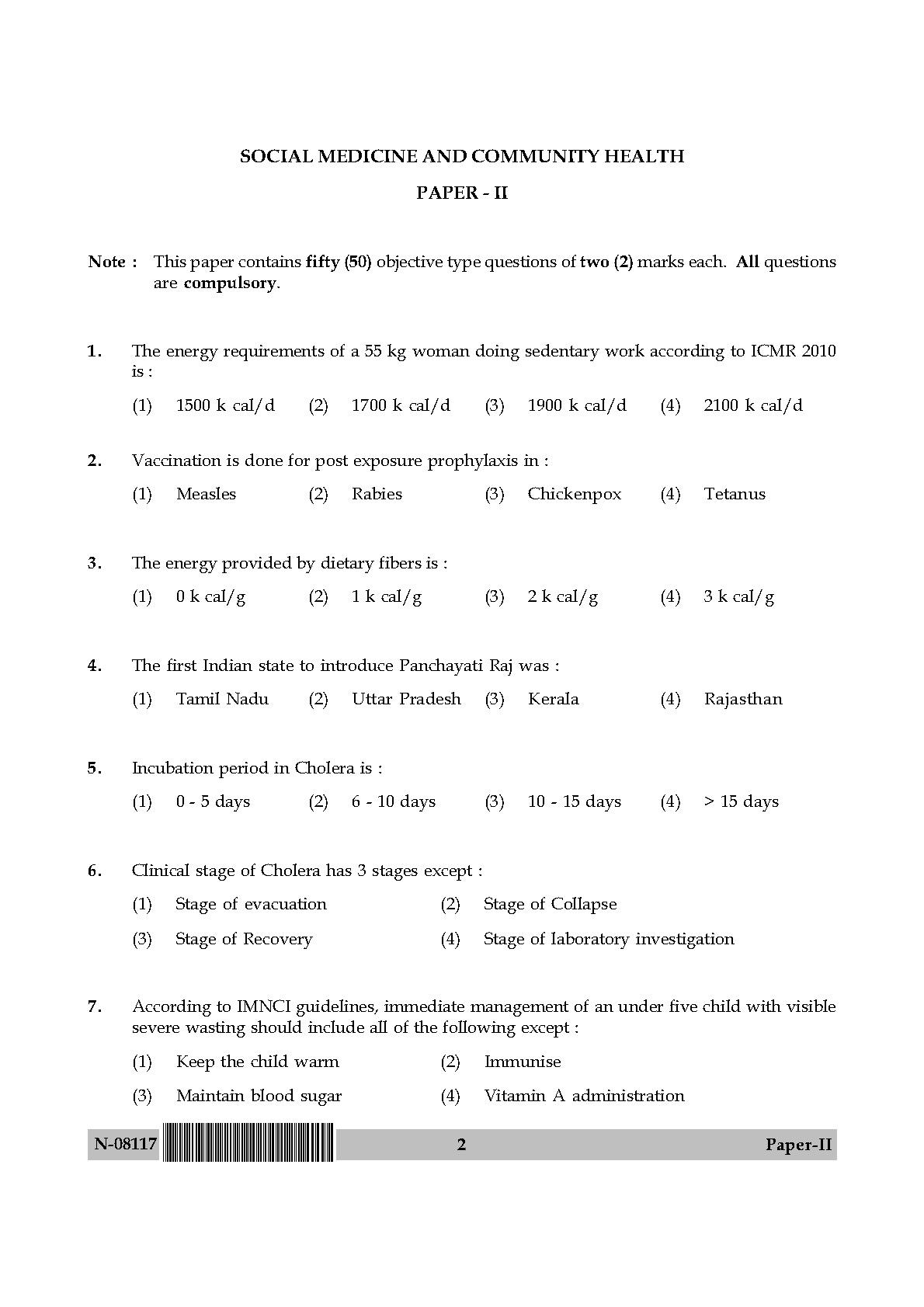 Social Medicine And Community Health Paper II November 2017 in English 2