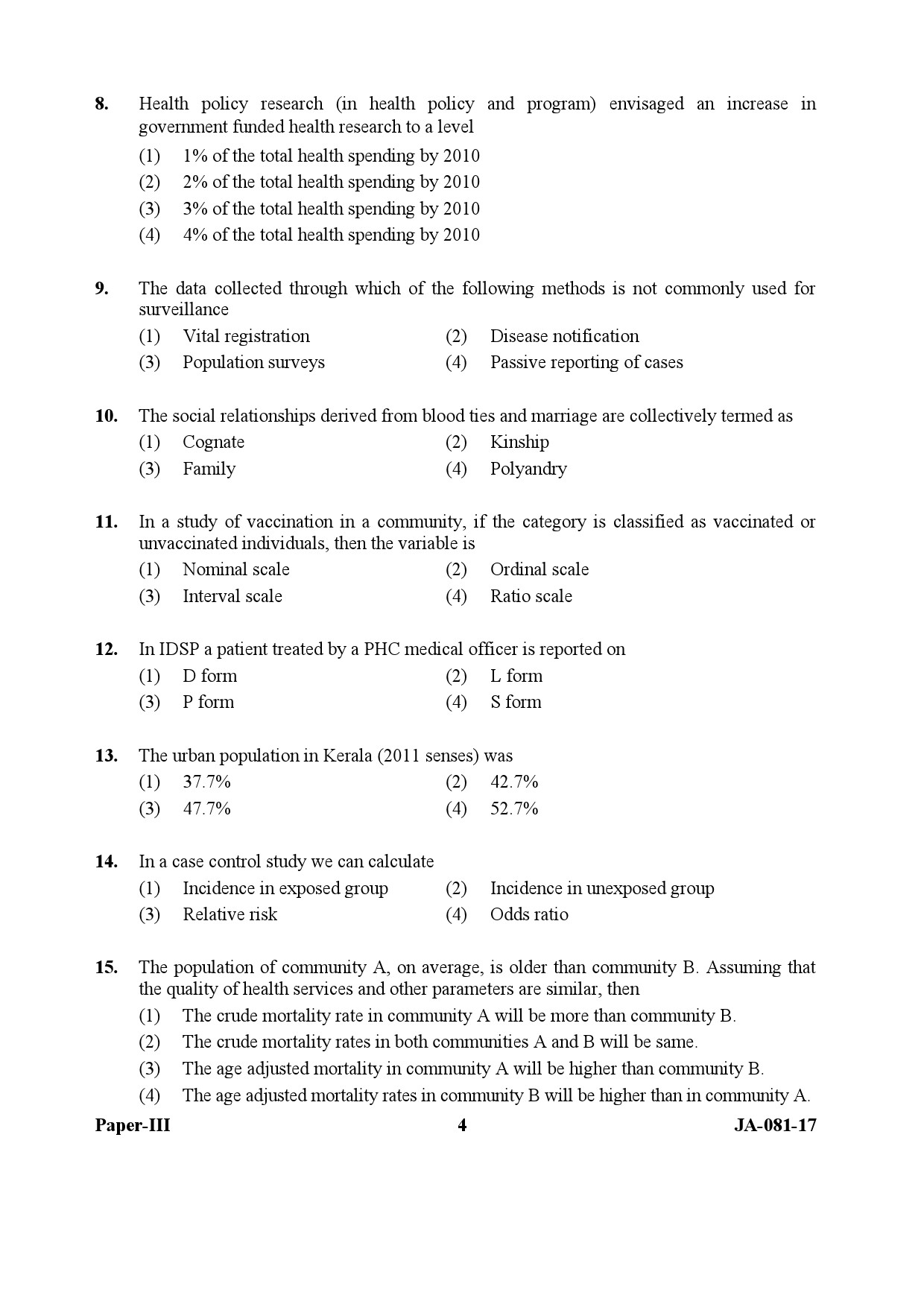 Social Medicine And Community Health Paper III January 2017 in English 3