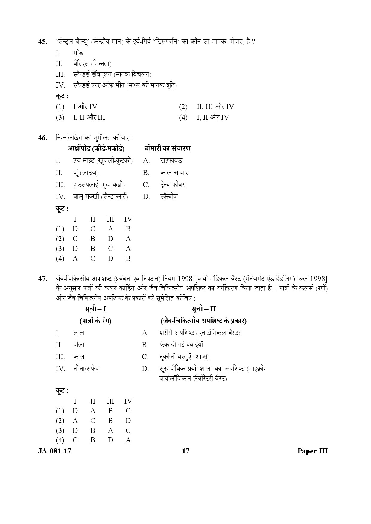 Social Medicine And Community Health Paper III January 2017 in Hindi 8