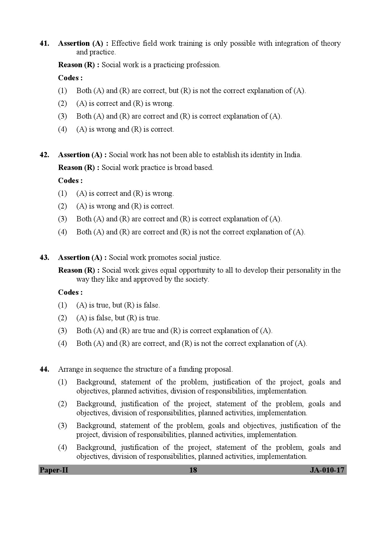 Social Work Paper II January 2017 in English 10