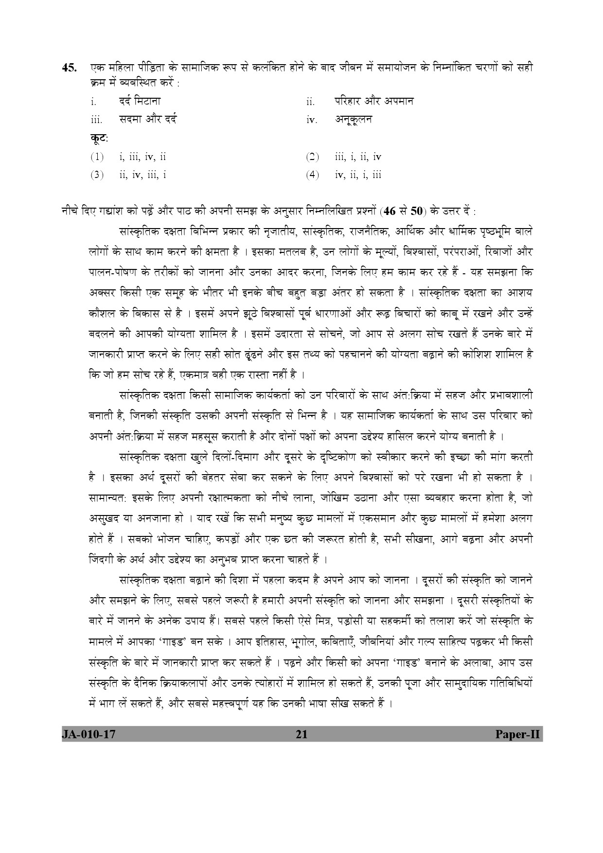 Social Work Paper II January 2017 in Hindi 10