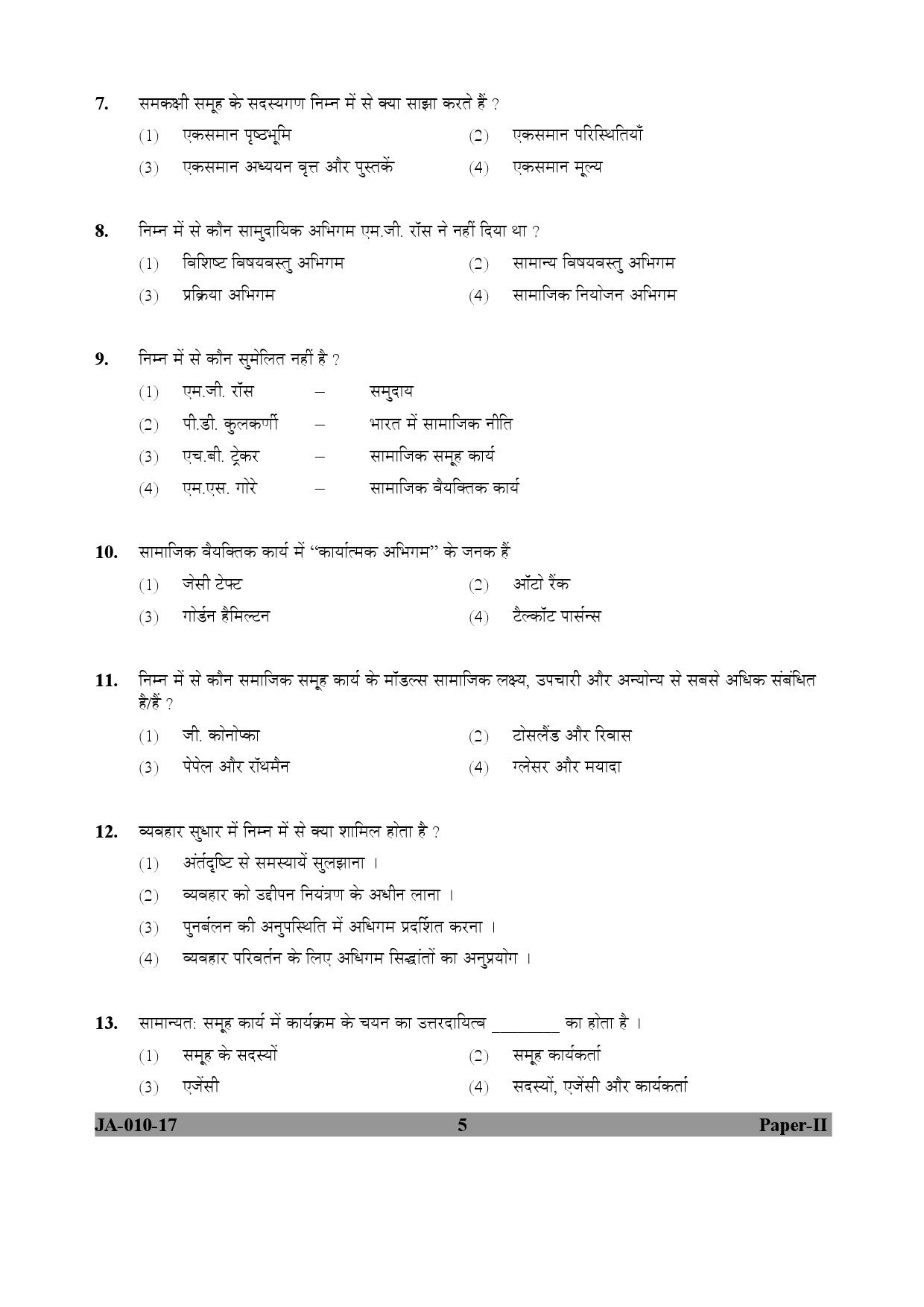 Social Work Paper II January 2017 in Hindi 2