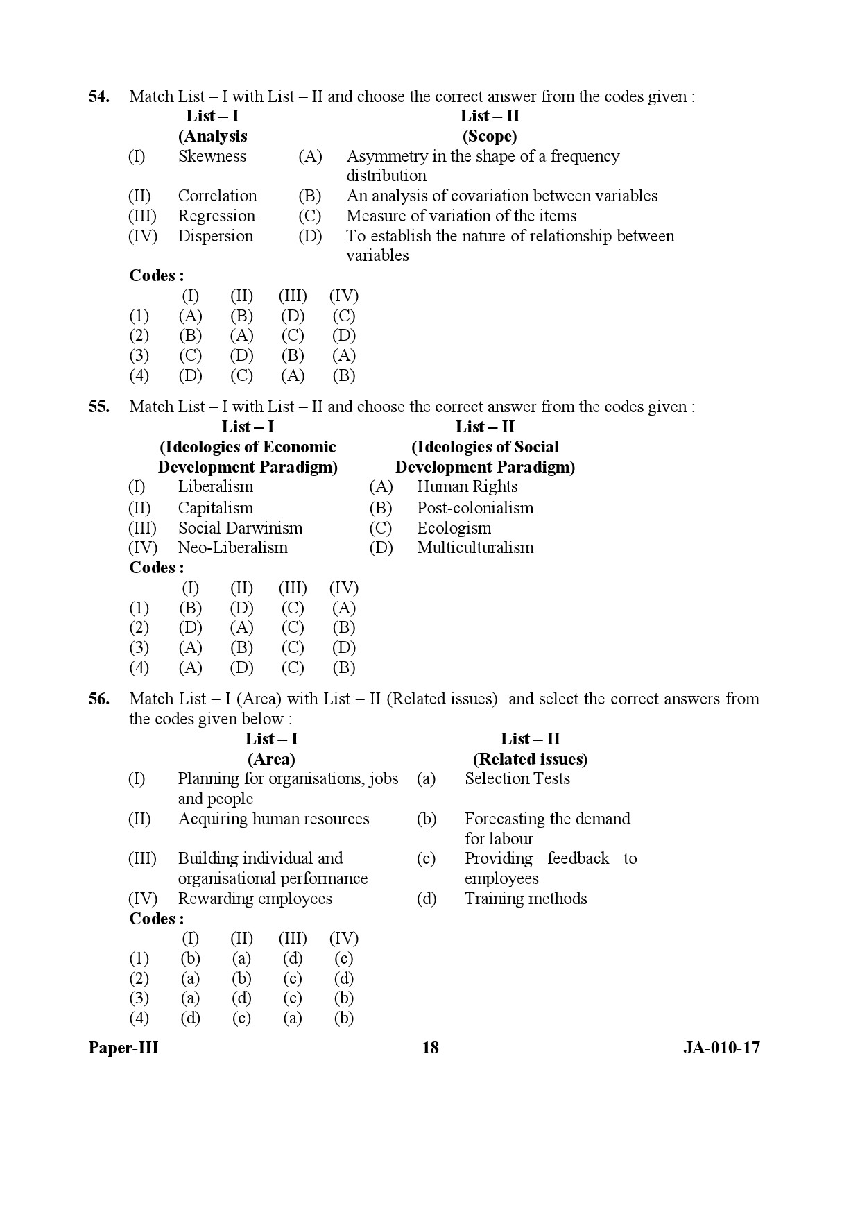 Social Work Paper III January 2017 in English 10