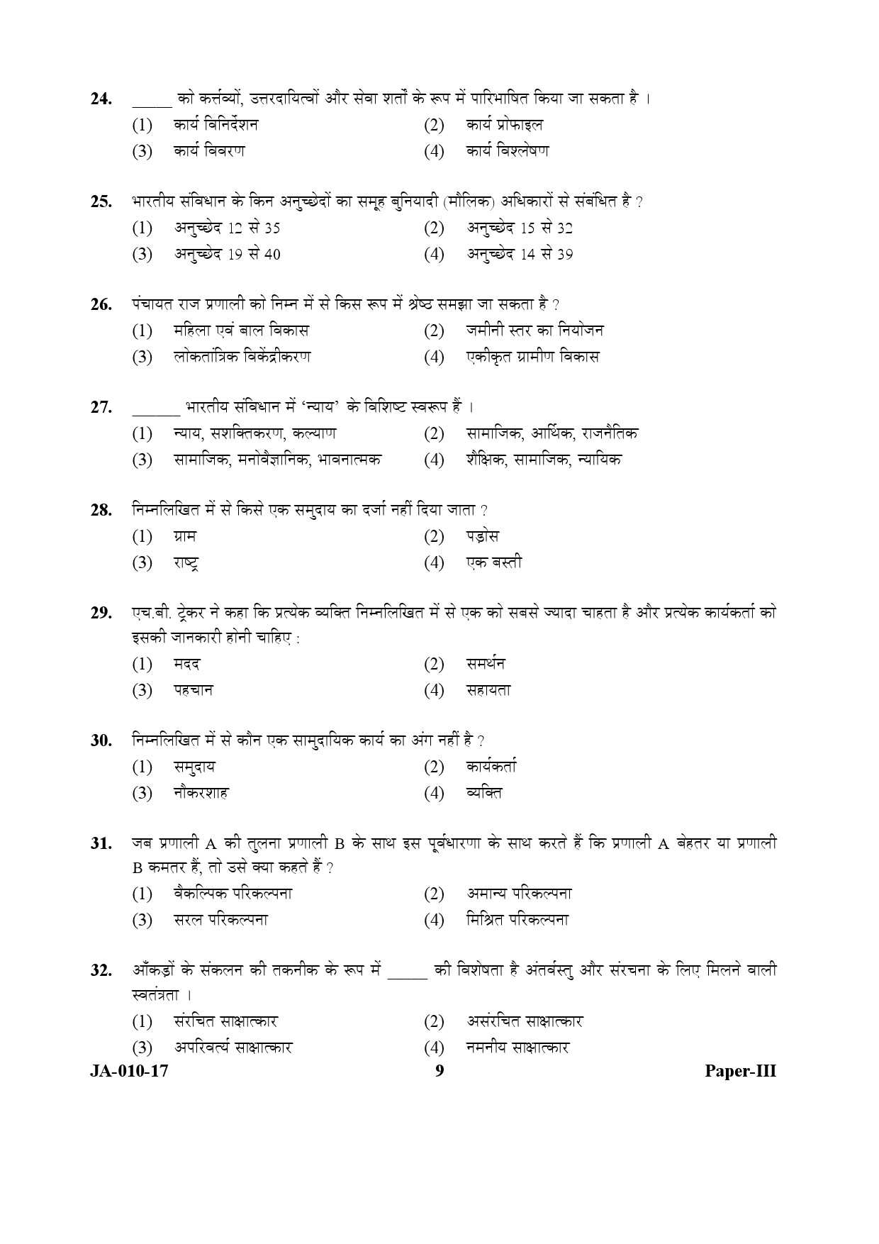 Social Work Paper III January 2017 in Hindi 4