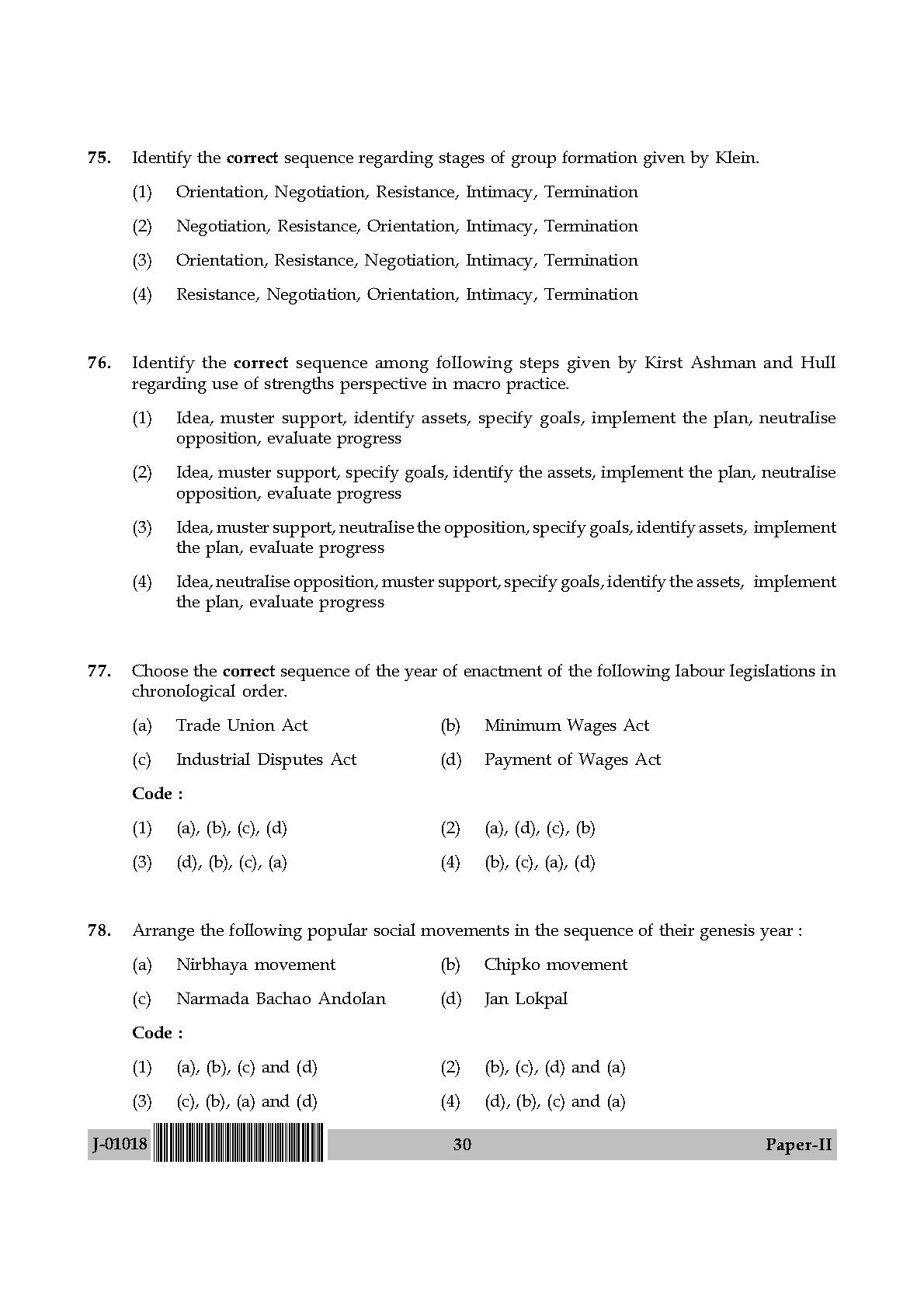 Social Work Question Paper II July 2018 in English 16