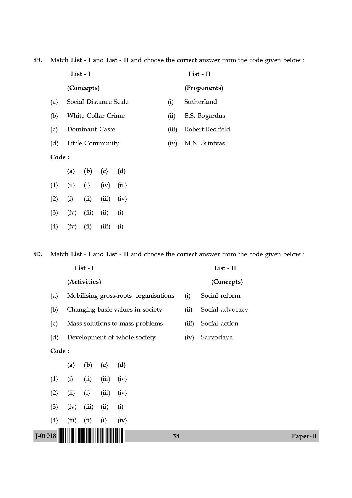 Social Work Question Paper II July 2018 in English 20