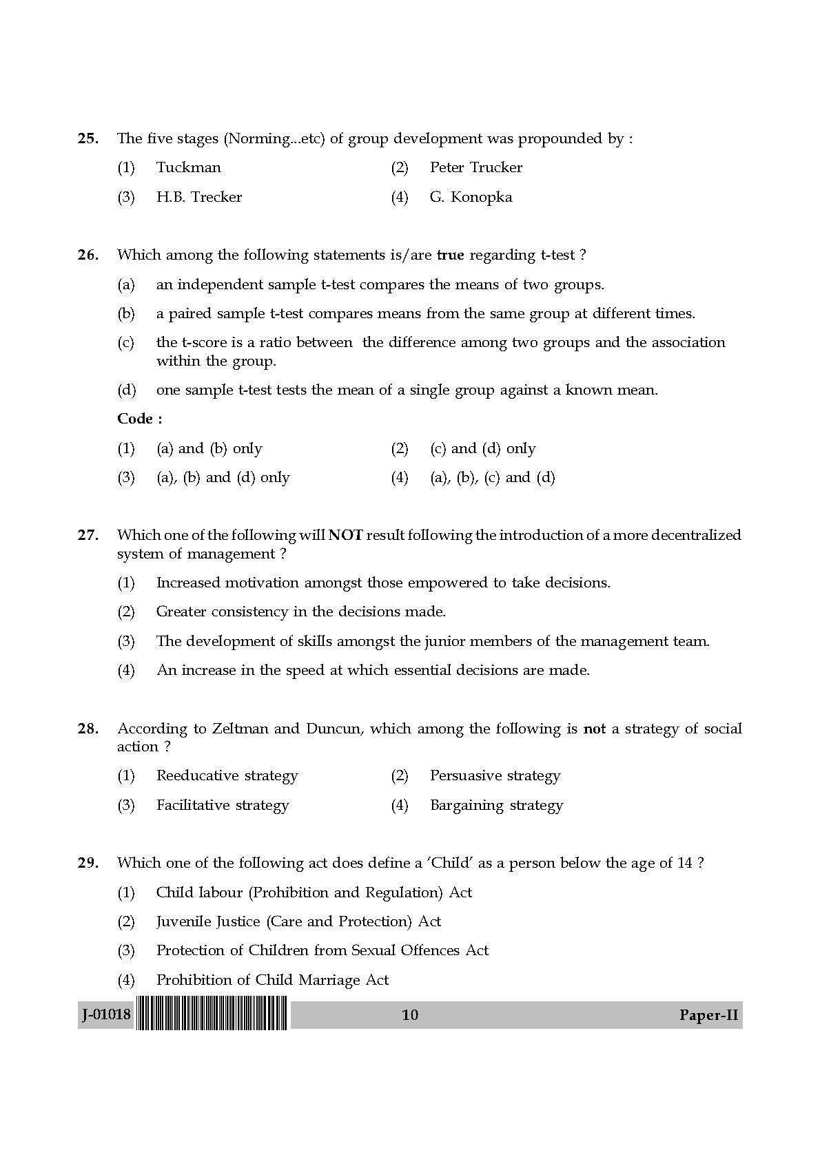 Social Work Question Paper II July 2018 in English 6