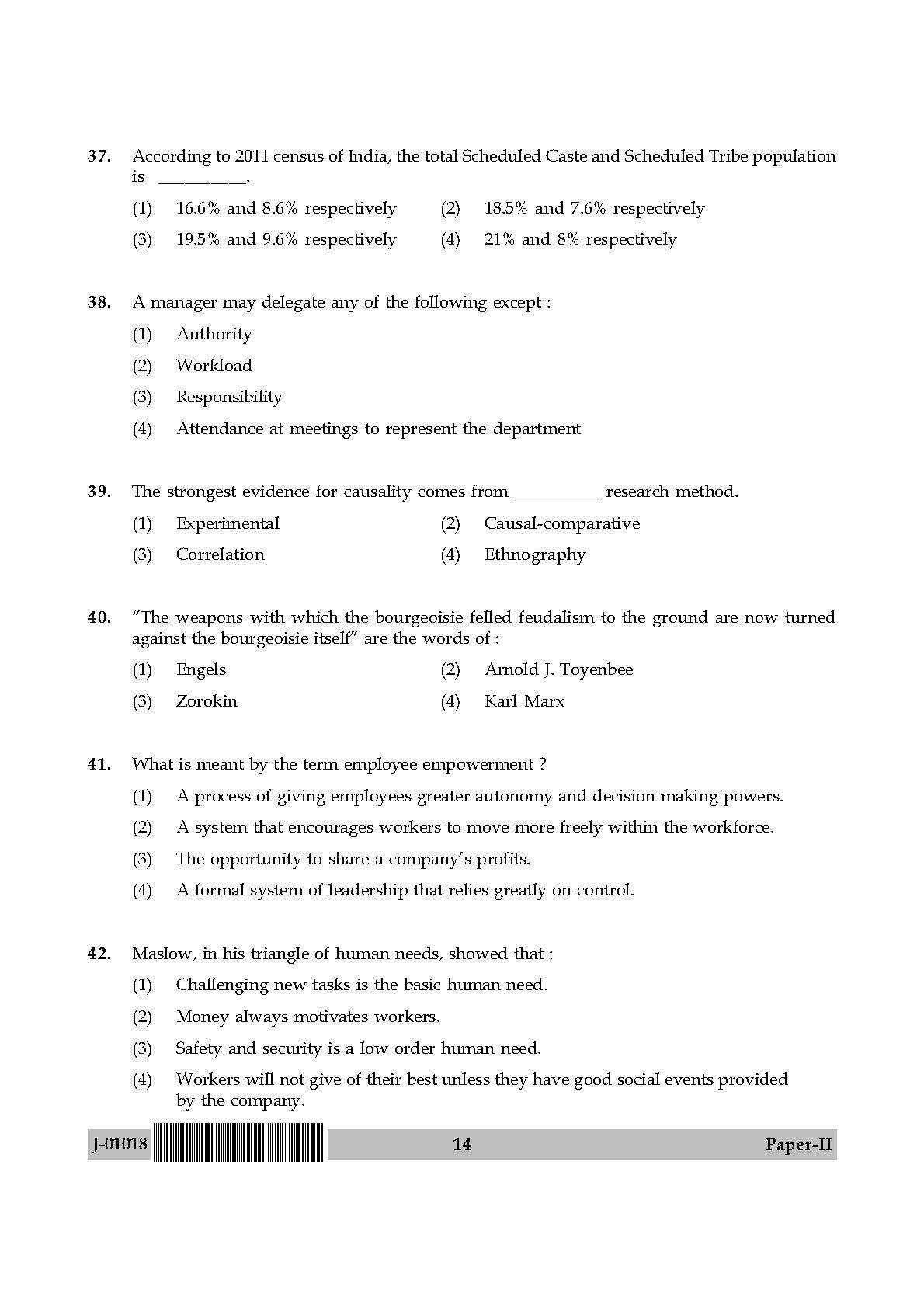 Social Work Question Paper II July 2018 in English-UGC NET Previous ...