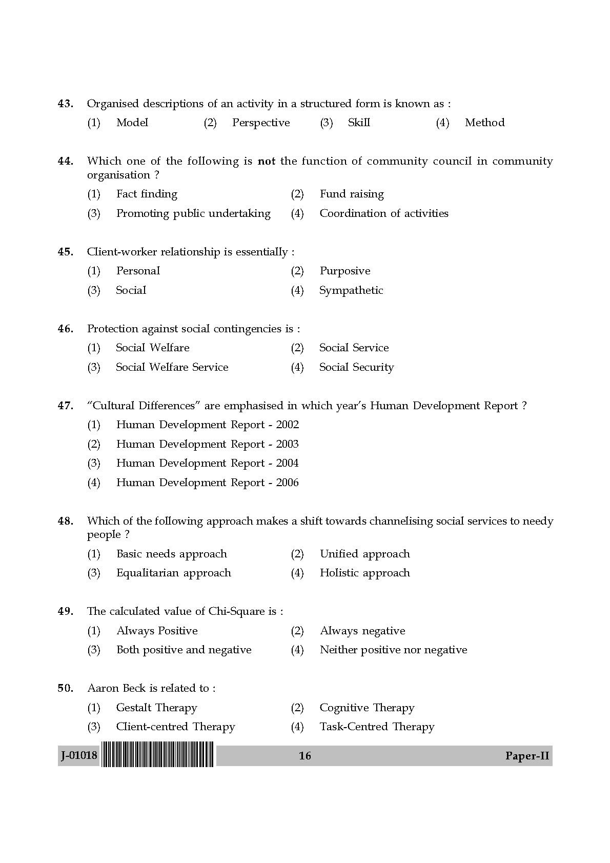 Social Work Question Paper II July 2018 in English 9