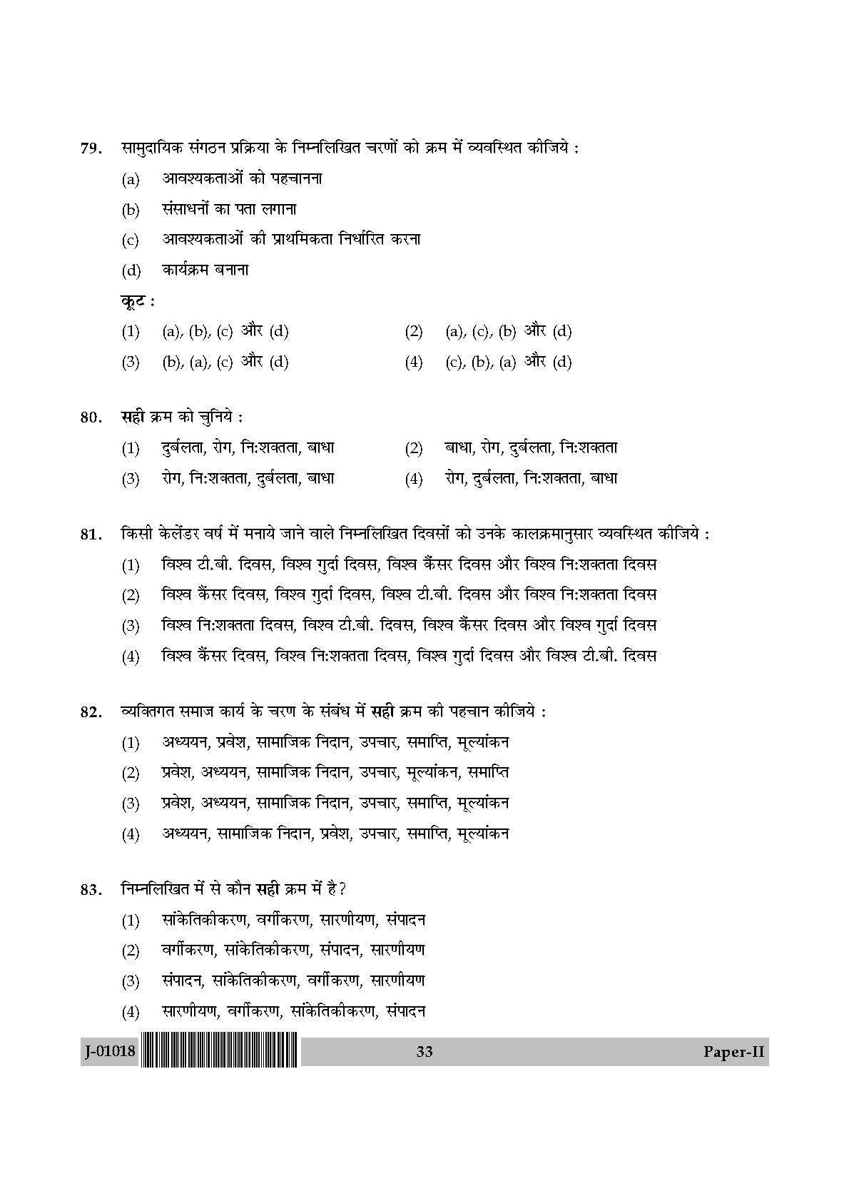 Social Work Question Paper II July 2018 in Hindi 16